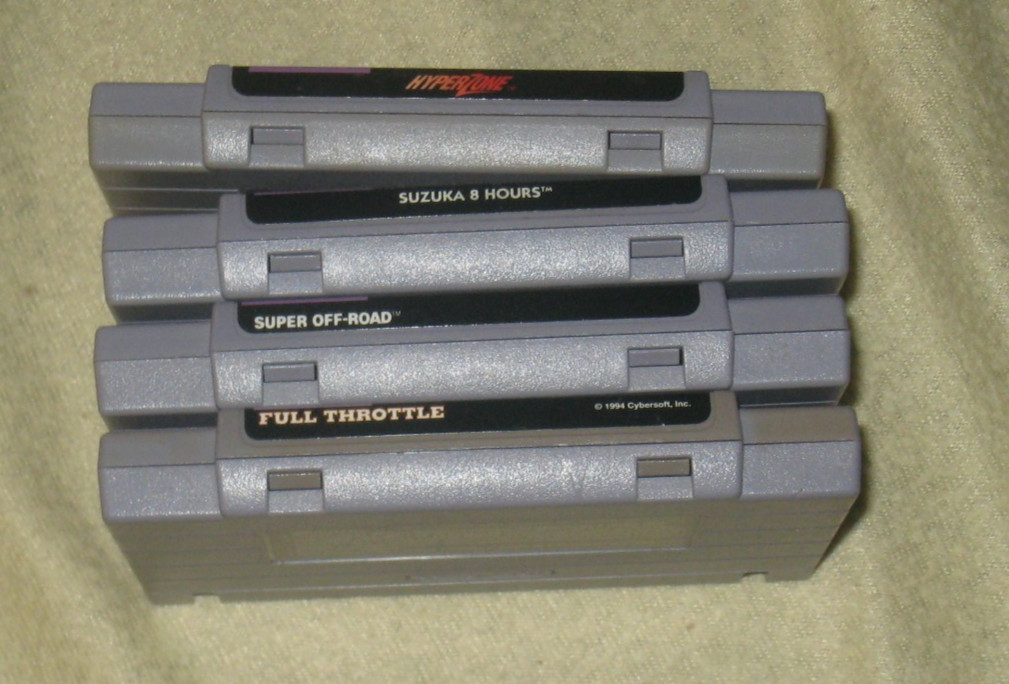 Racing 4 Pack for SNES Tested Super Nintendo Off Road, Hyperzone, Suzuka, Bike