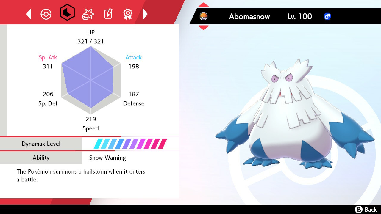 Pokemon Sword and Shield SWSH – Shiny 6IV Max EV Battle-Ready Abomasnow