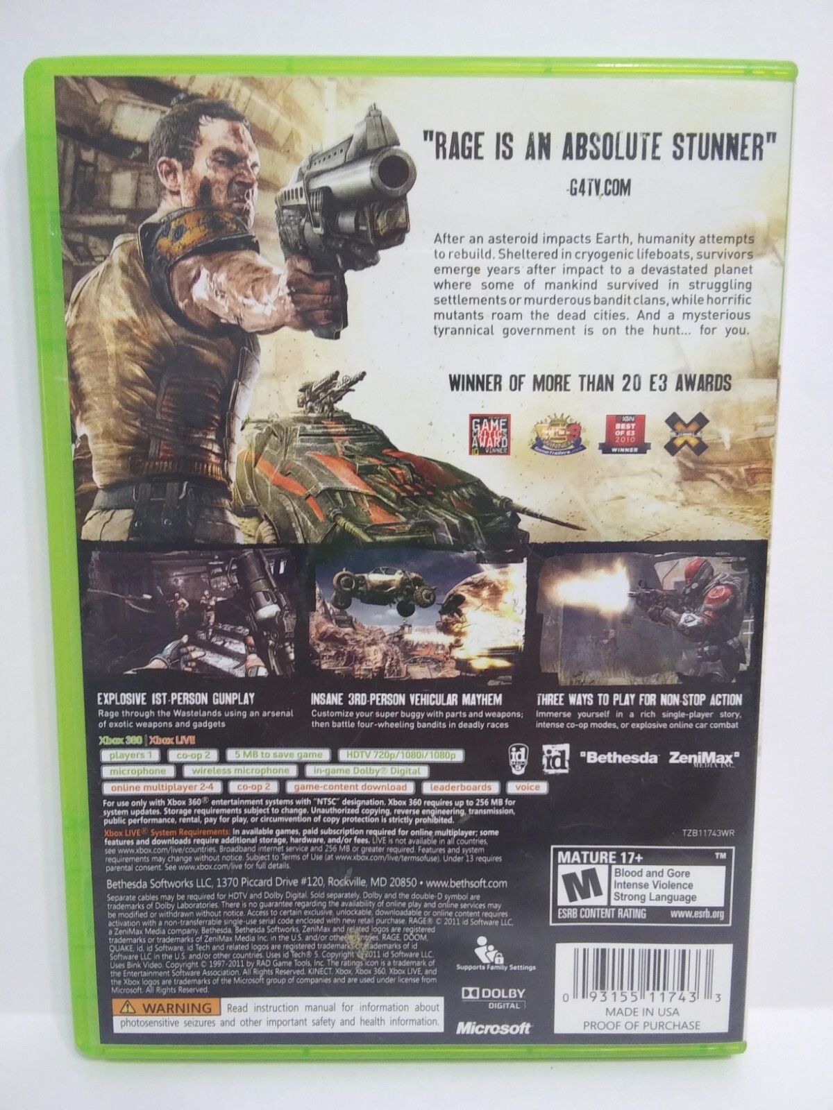 Rage Microsoft Xbox 360 Video Game