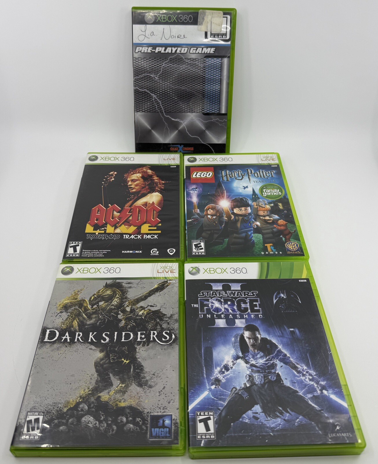 Xbox 360 Games Lot – Rock Band AC/DC, Darksiders, Harry Potter, Star Wars, LA No