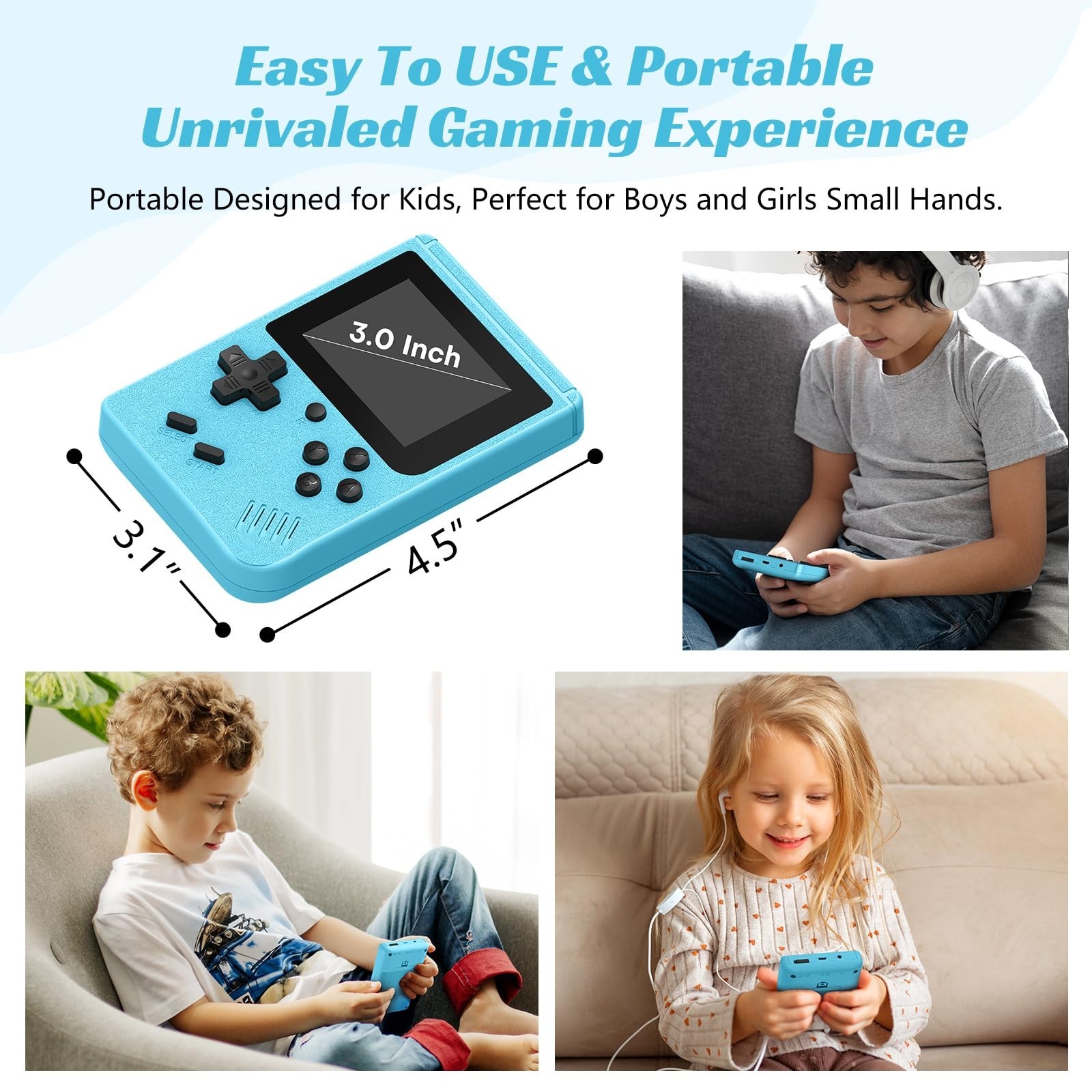 Portable Mini Retro Handheld Game Console – 400 Built-in Games, 3″ IPS Screen, R