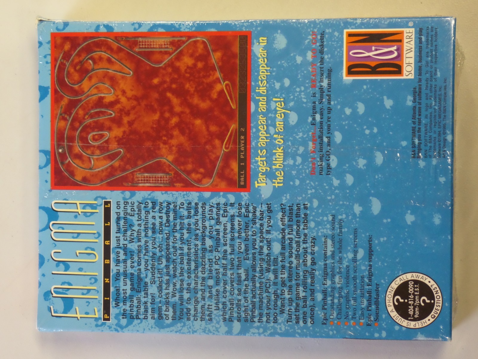 Enigma Pinball Game PC Version 3.5″ Diskette IBM/Tandy or Compatible 1994 NEW