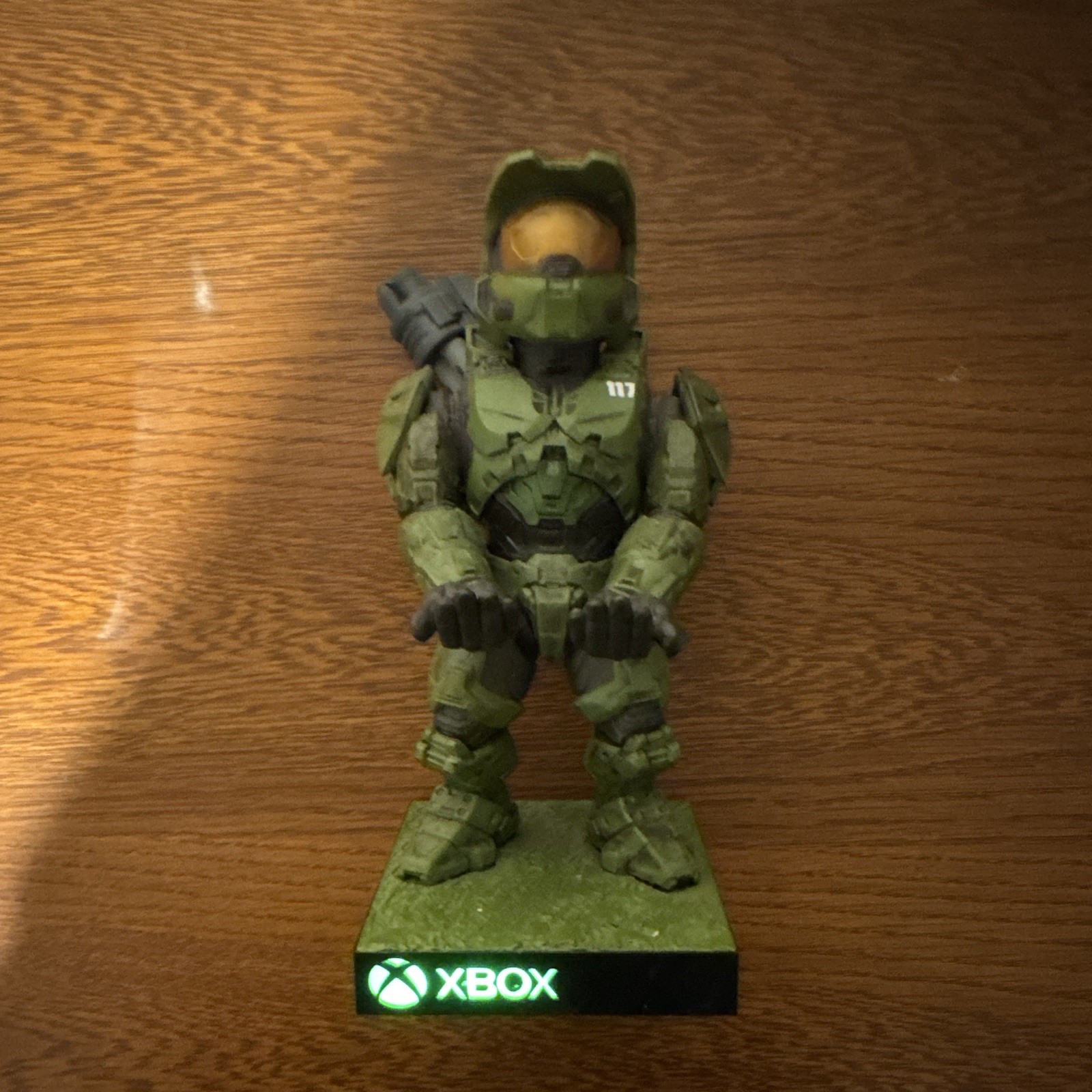 Xbox Halo Series Master Chief Figurine Stand with Light-Up Base (Green Armor)
