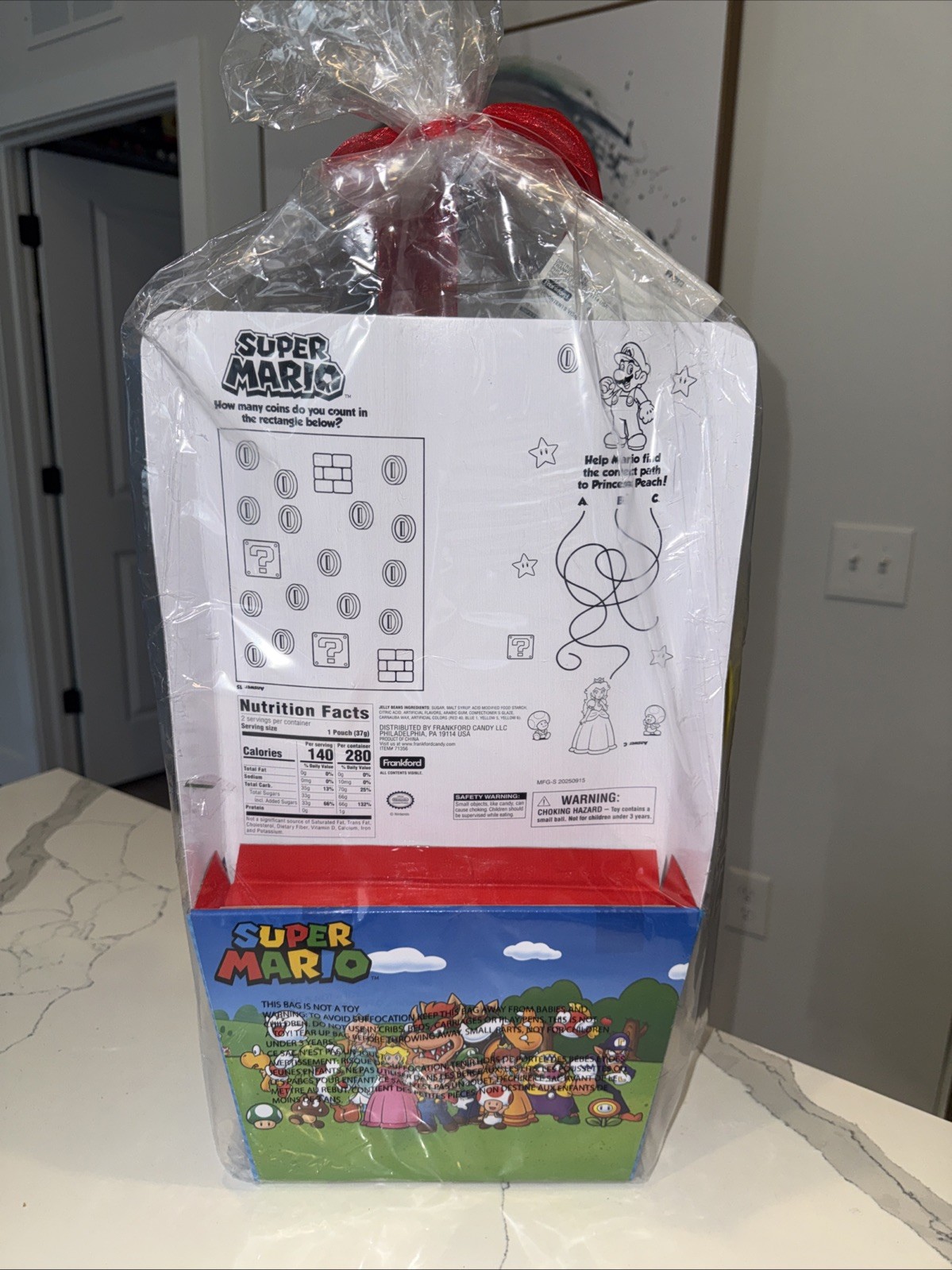 Super Mario Bros Gift Basket &Toys,Jelly Beans Candy and Bonus Mario Tube Topper