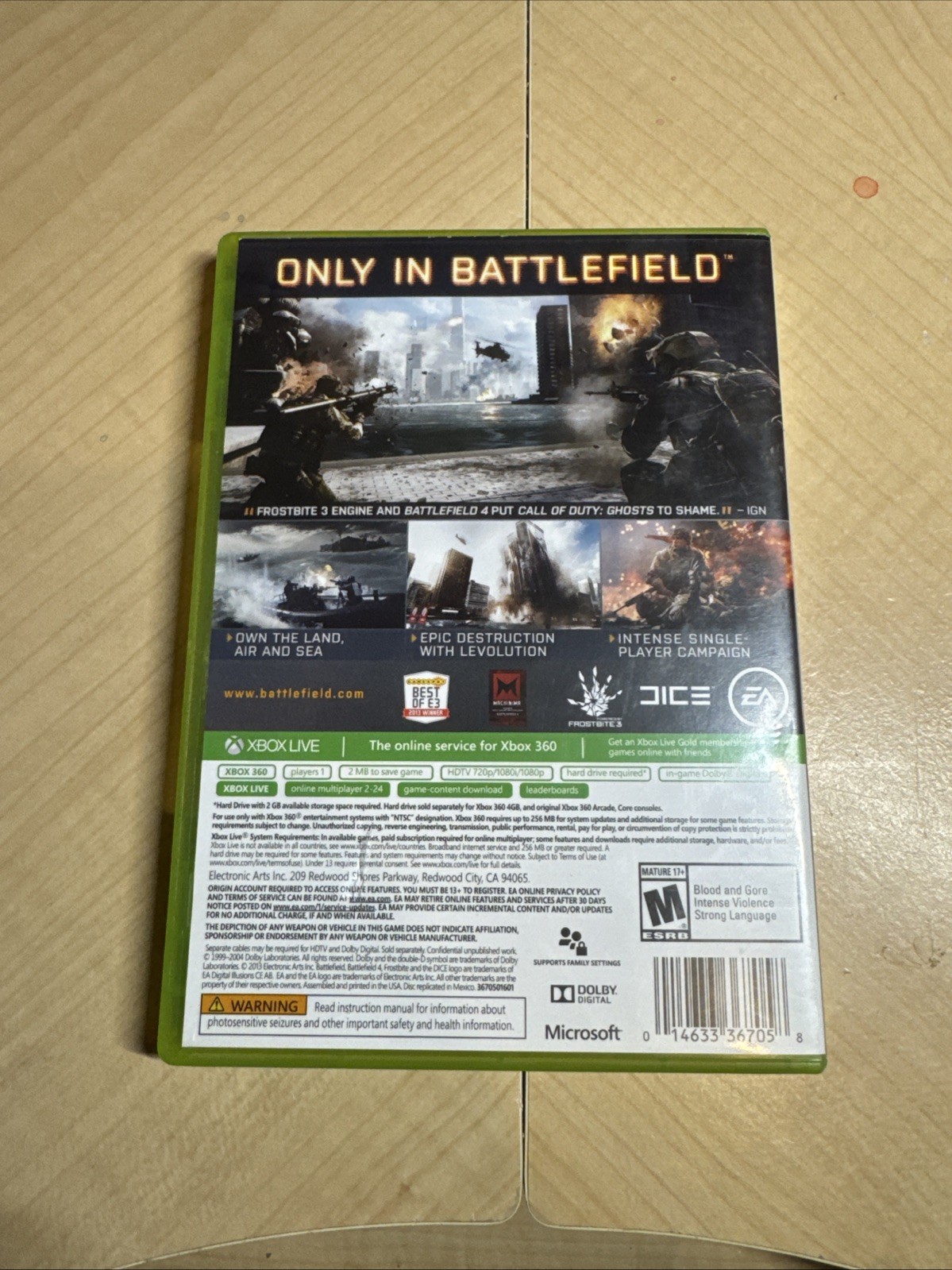Battlefield 4 (Xbox 360, 2013) CIB