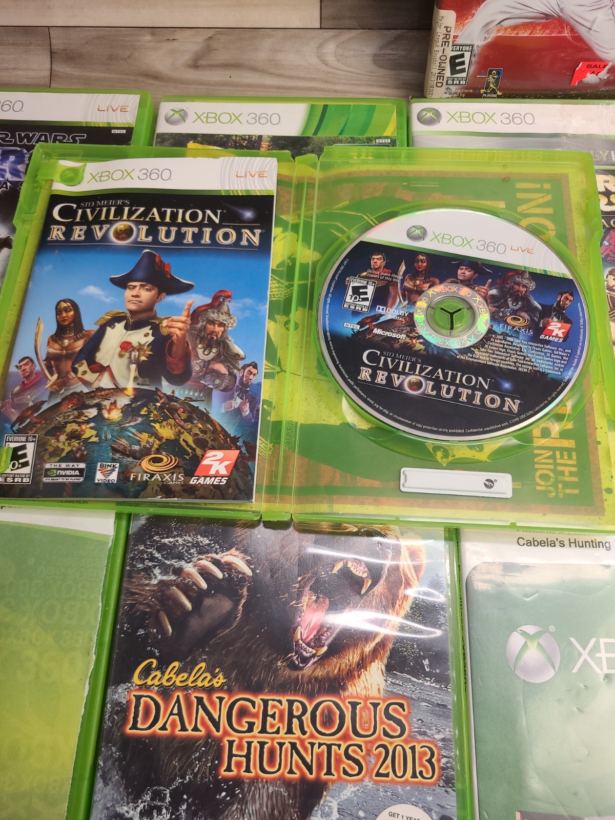 Lot If 10 Xbox 360 Games Civilization Revolution Stat Wars Cabelas Masters