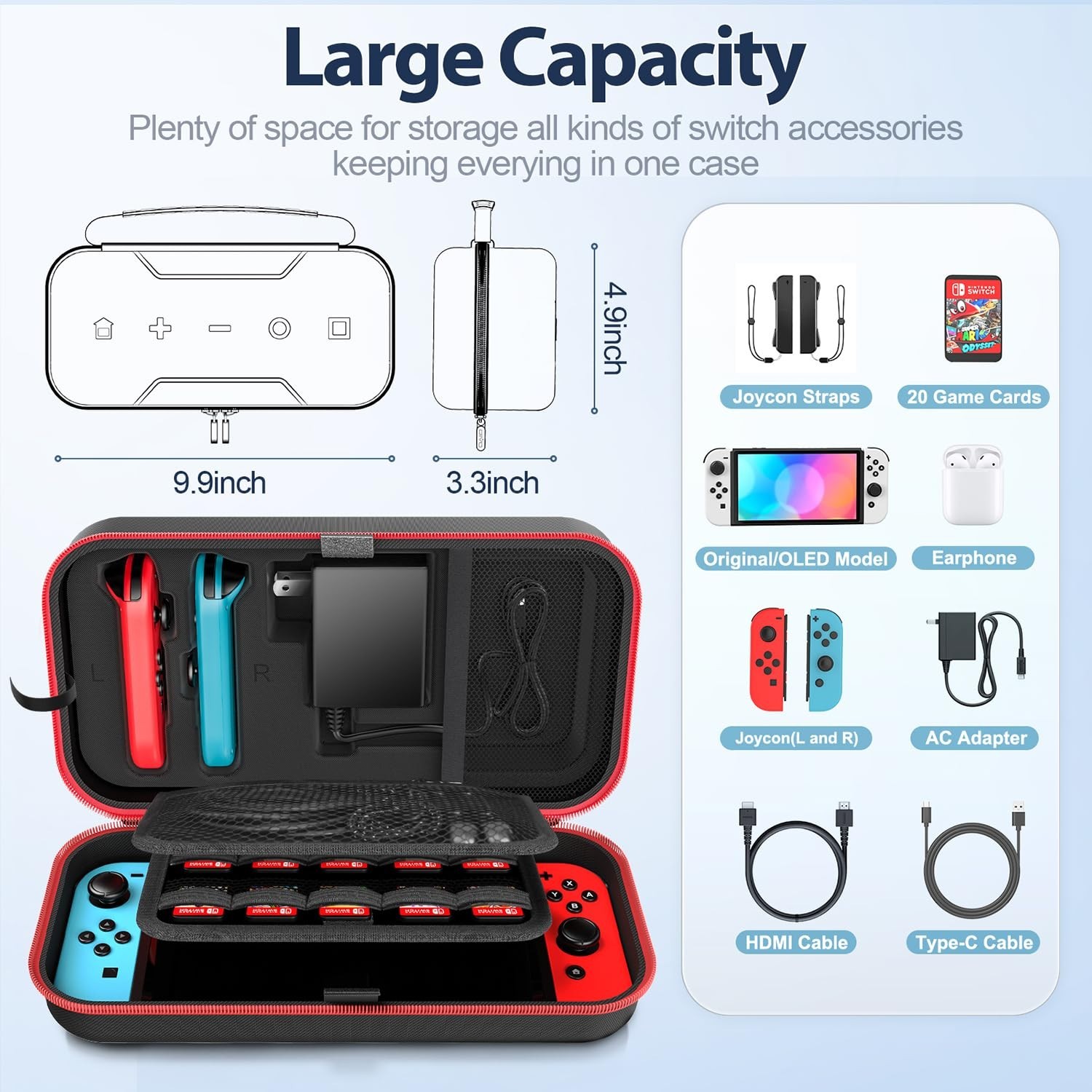Switch Carrying Case Compatible with Nintendo OLED, Portable Switch Travel C…