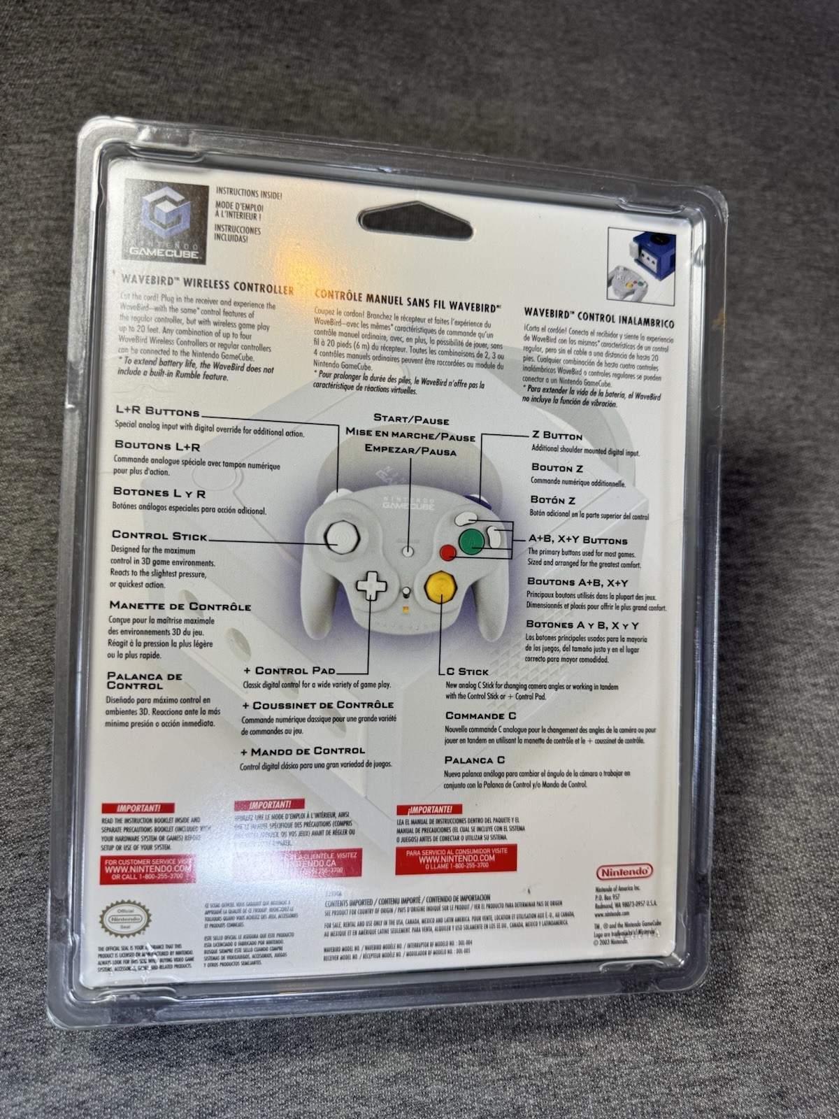 Nintendo GAMECUBE WAVEBIRD Wireless Controller PLATINUM Genuine Factory Sealed