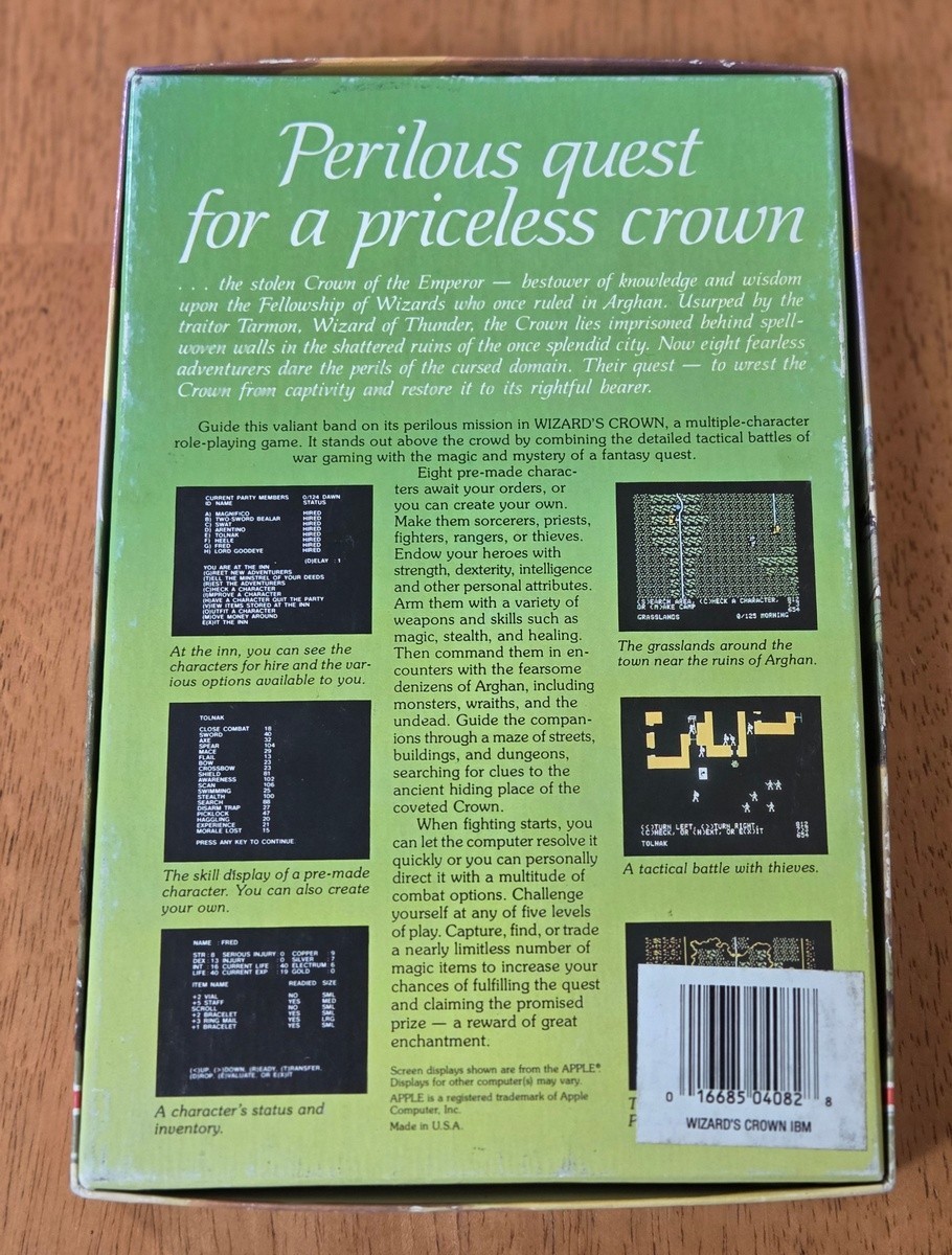 Wizard’s Crown SSI IBM PC Big Box Game 5.25″ Floppy Complete CIB 1987 RPG