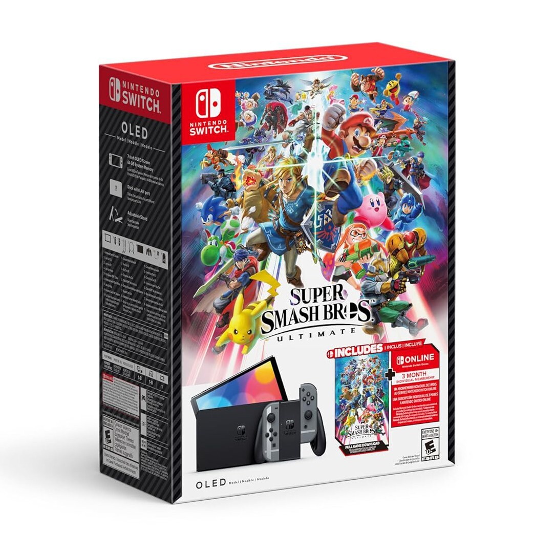 Nintendo Switch (OLED Model) Super Smash Bros. Bundle w/ 3 Mo. Online Membership