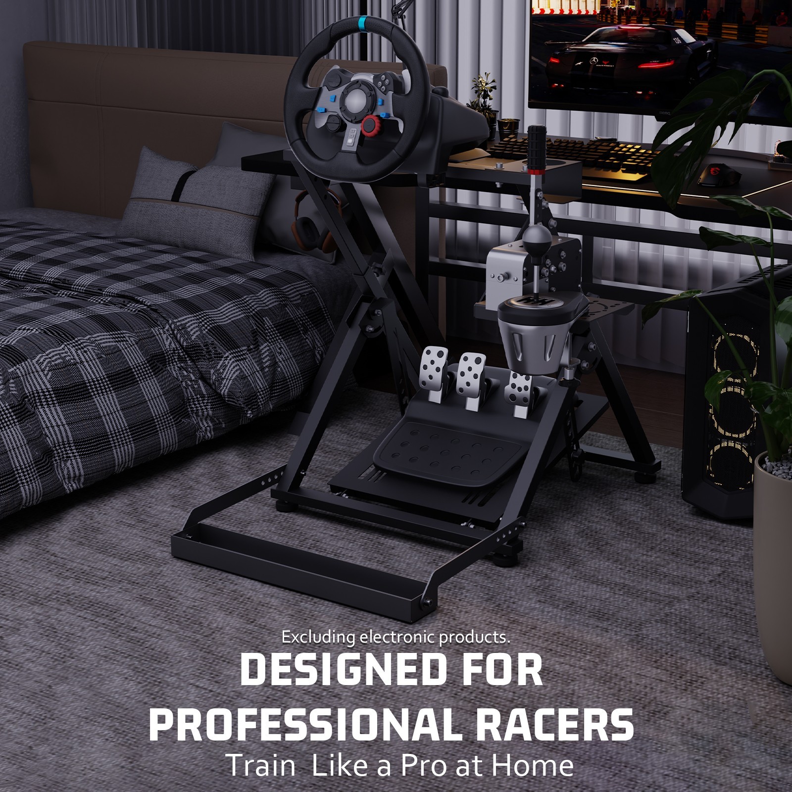 Hottoby Steering Racing Wheel Stand Foldable Sim Cockpit Fits Logitech G920 G923