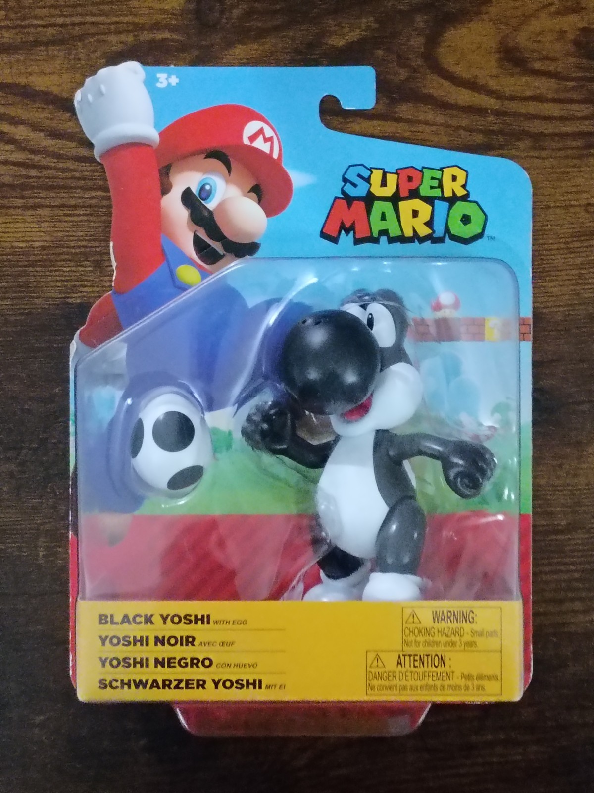 5-PK SUPER MARIO 4″ YOSHI World of Nintendo Yellow Black Red Light Blue + Eggs