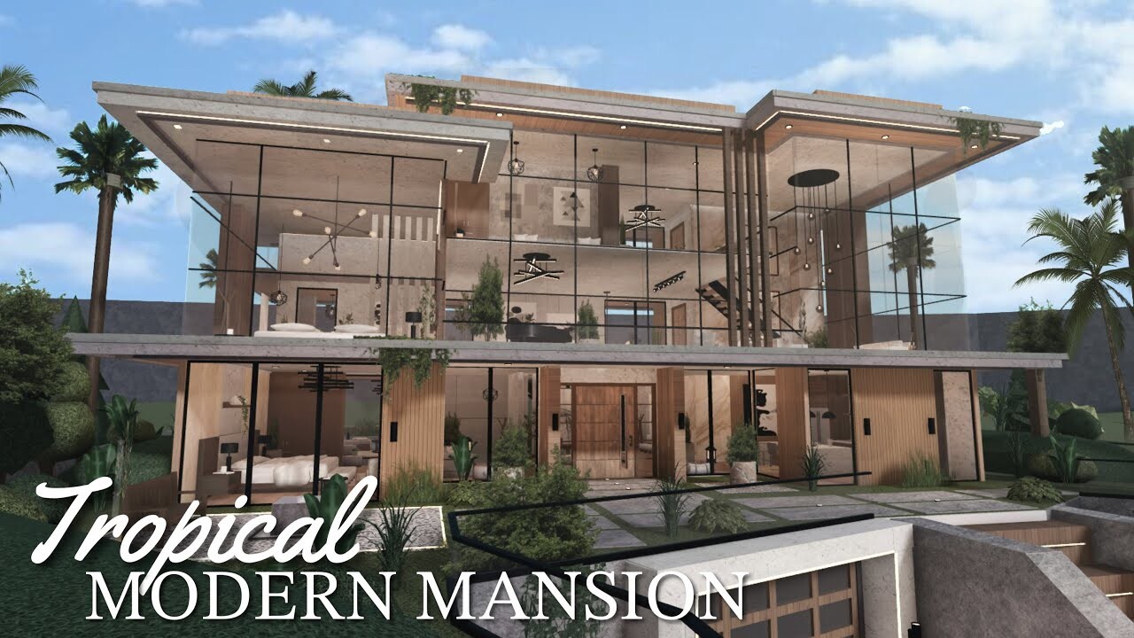 TROPICAL MODERN MANSION BLOXBURG.CHECK DESCRIP.FAST BUILDER FOR AFFORDABLE PRICE