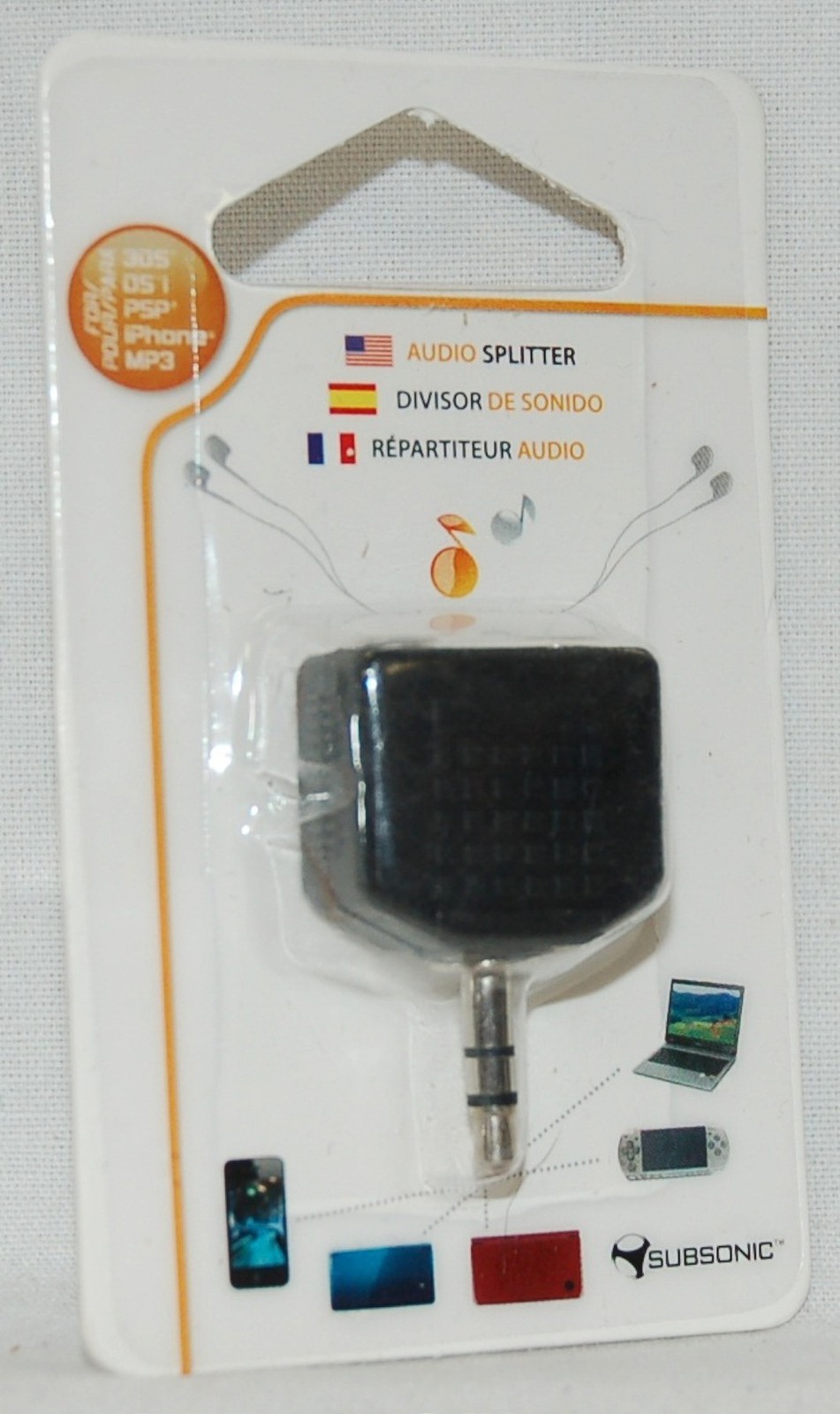 NEW Subsonic Stereo Audio Splitter 3DS DSi PSP iPhone Player 3.5mm Headphones