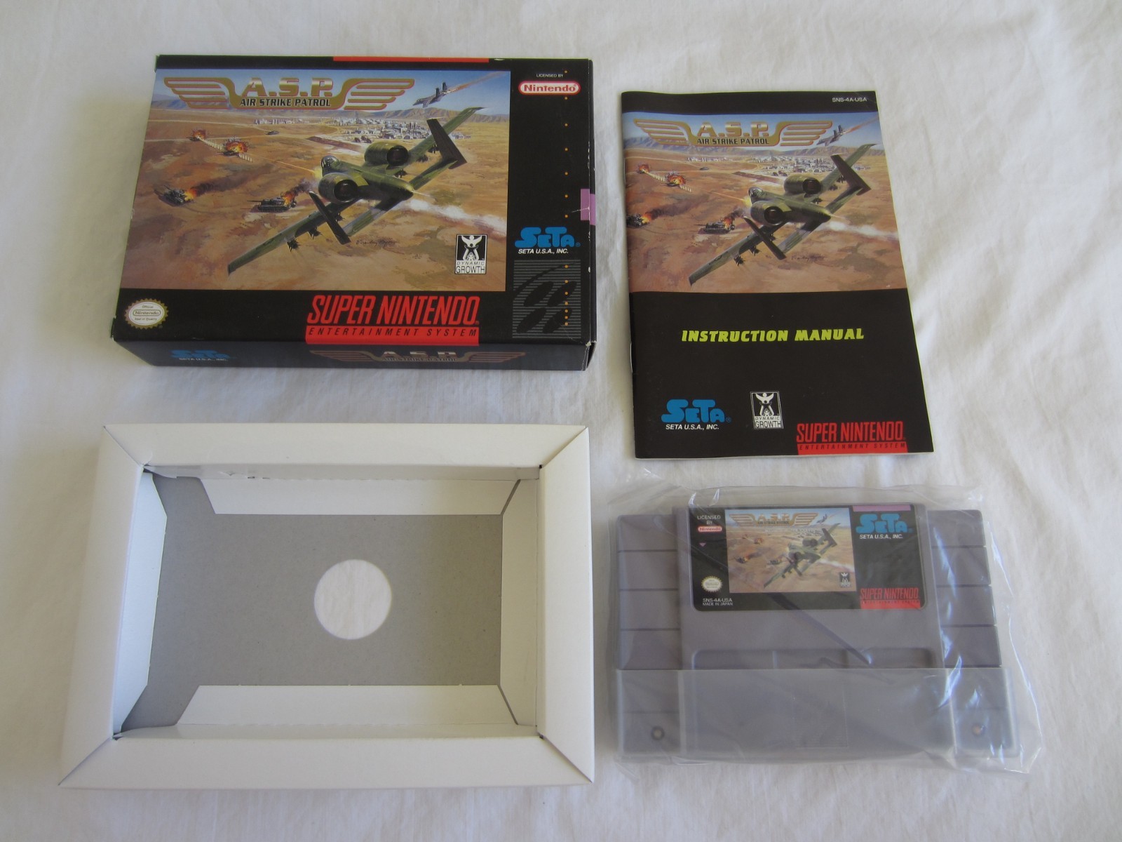 A.S.P. Air Strike Patrol (SNES) Super Nintendo CIB Complete Box 1995 SETA RARE