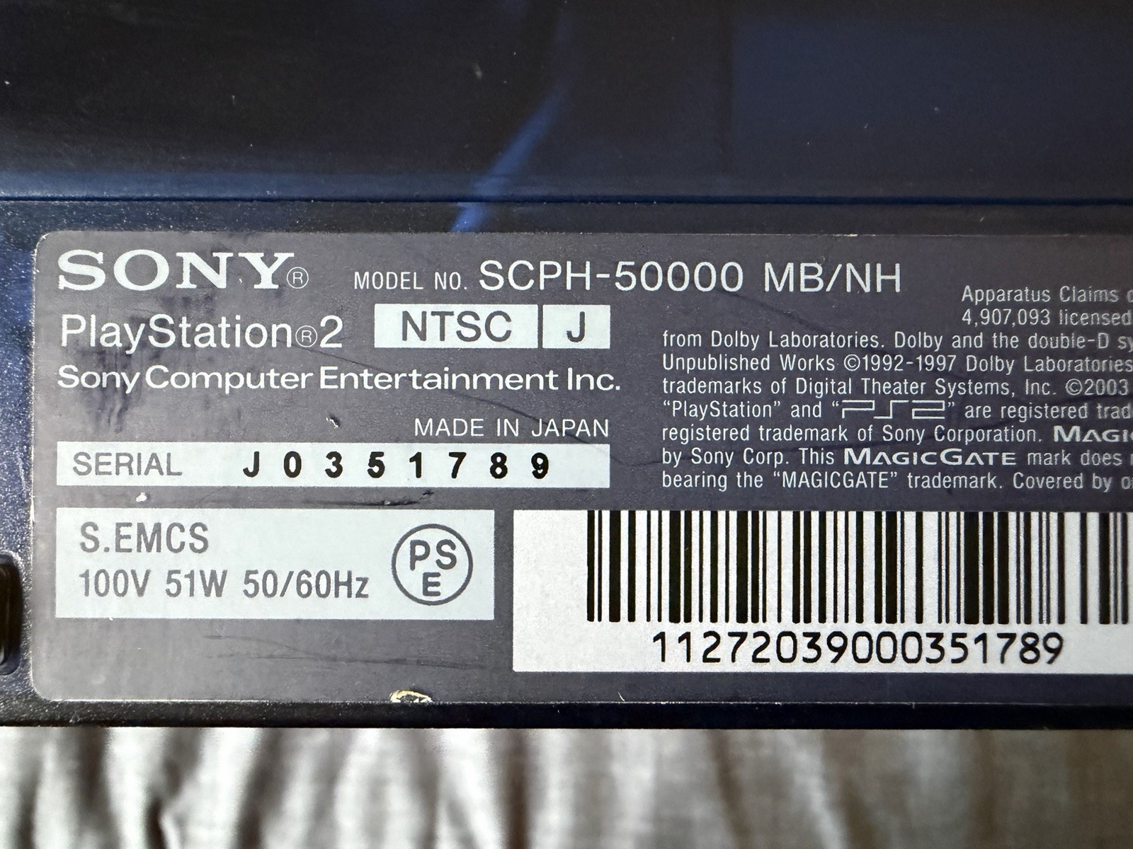 Sony PlayStation 2 Console SCPH-50000 MB/NH NTSC-J RARE MIDNIGHT BLUE