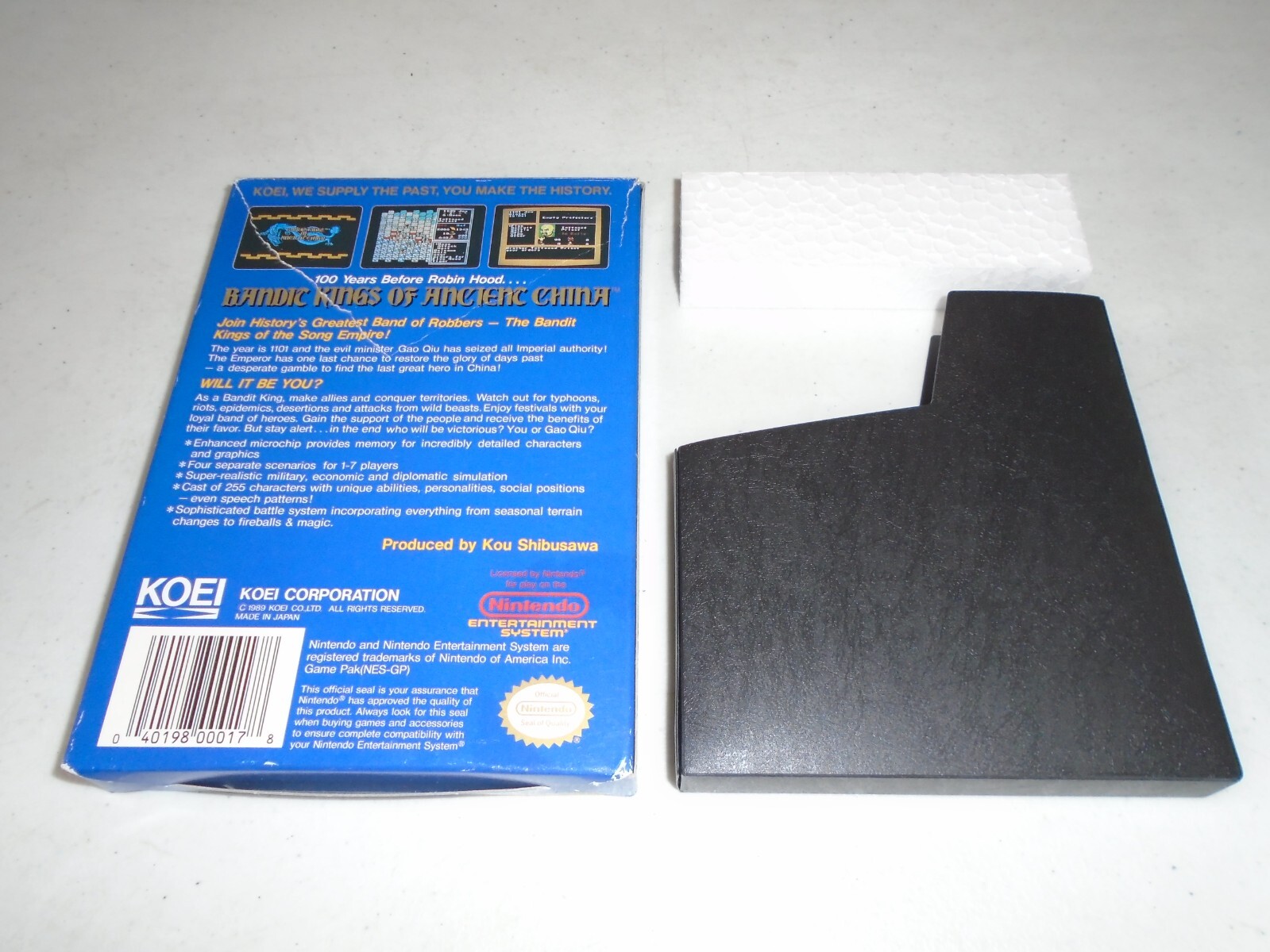 Bandit Kings of Ancient China BOX ONLY, foam & sleeve, NO GAME ☆☆ Nintendo NES