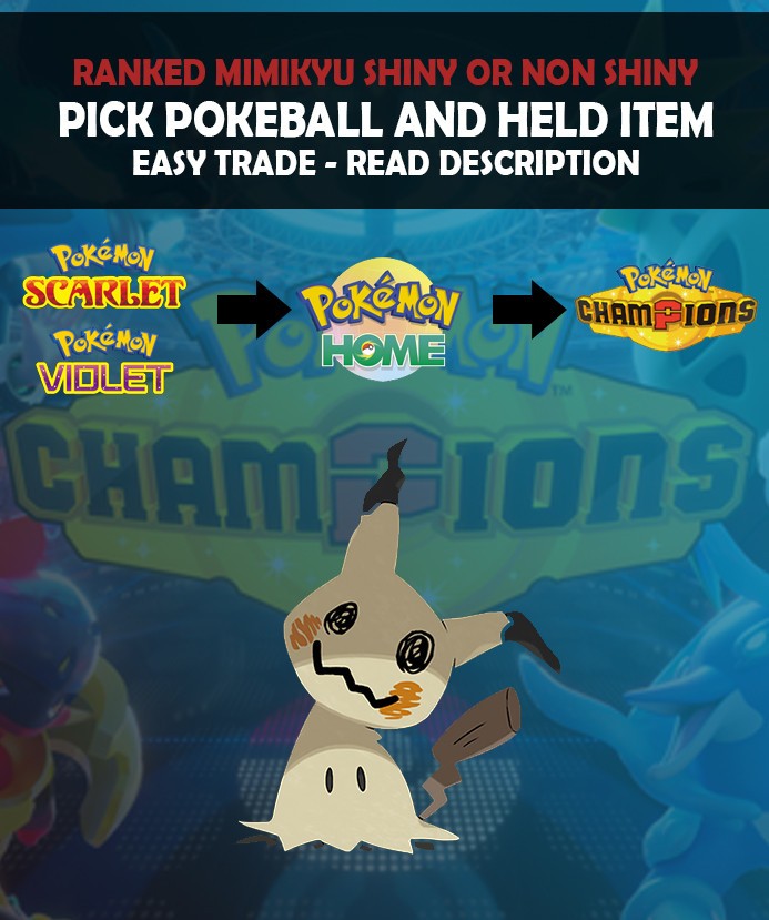 Pokemon Champions – Ranked Mimikyu – Shiny Or Non Shiny – Fast Delivery