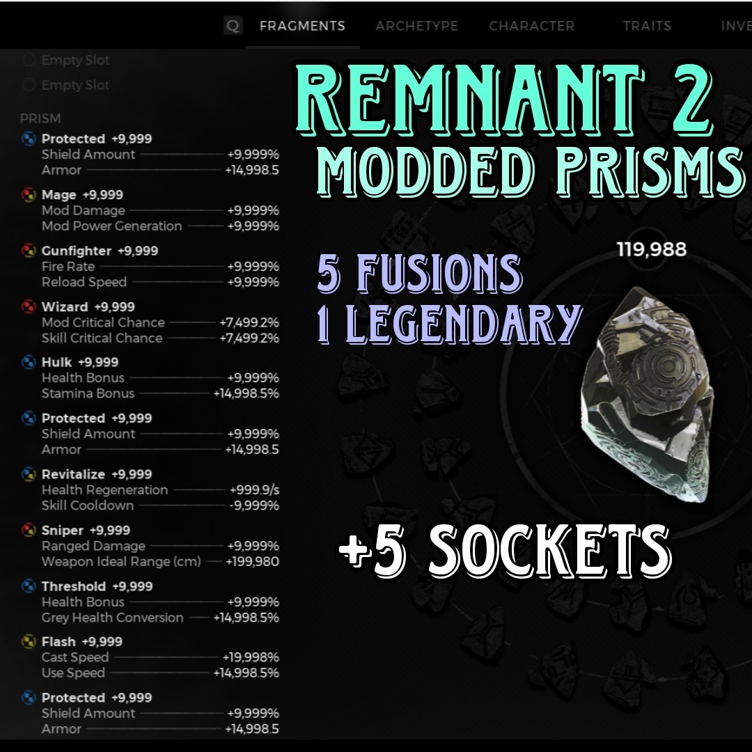 Remnant 2 Prisms – Custom Fusions – Unlock All Legendaries [All Platforms]