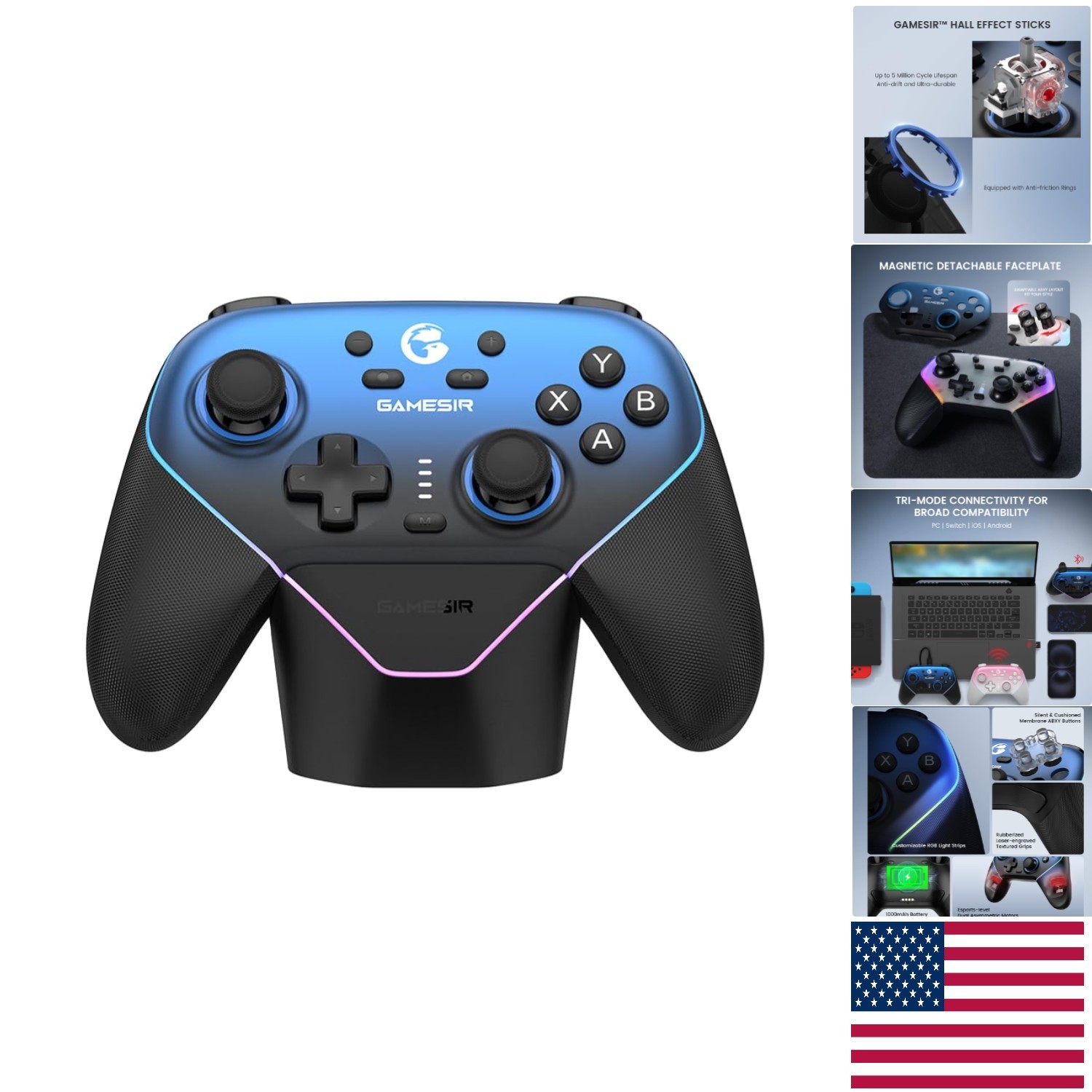 Tri-Mode Wireless Controller for PC/Switch/iOS with Hall Effect Technology