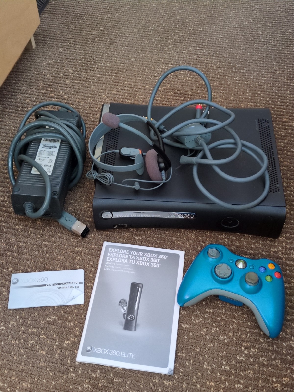 X Box 360 Elite Console 120 GB Black Power Cord 1 Controller Madden 13