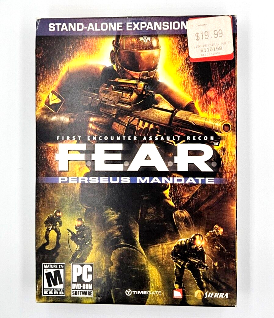 F.E.A.R. Fear Perseus Mandate (PC, 2007) Sierra *Missing User Manual* -VERY GOOD