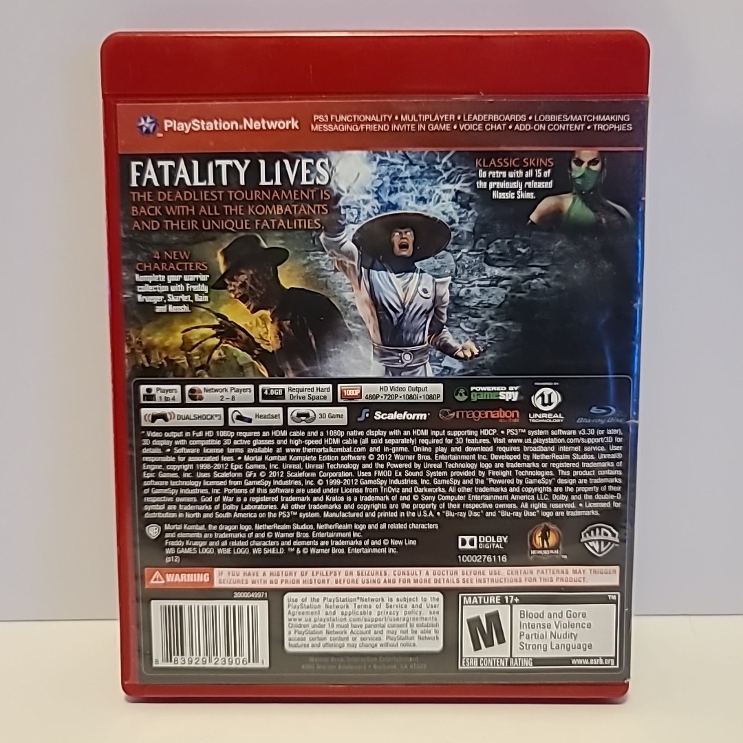 Mortal Kombat Komplete Edition (Sony PlayStation 3, 2012) Freddy Krueger CIB