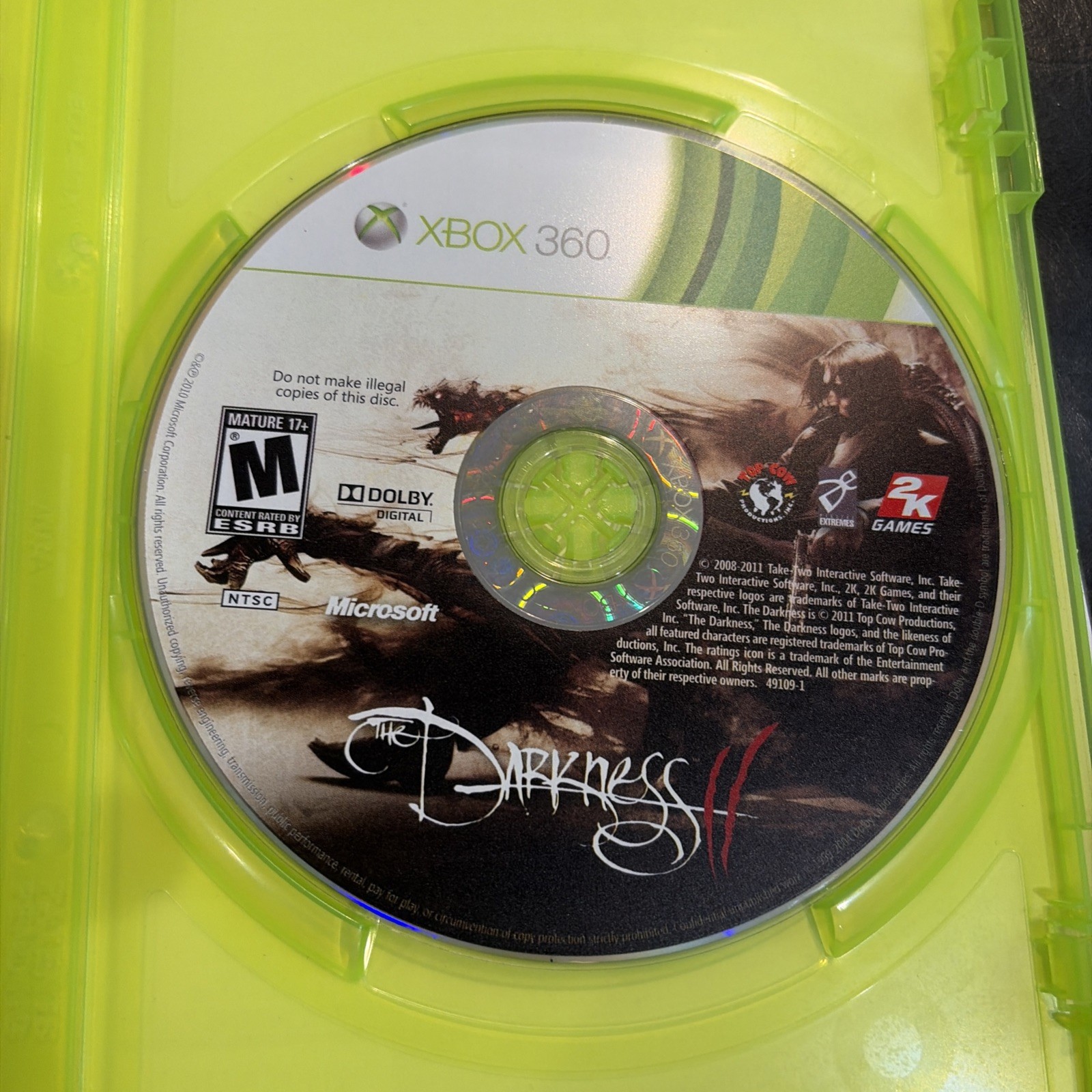 The Darkness II – (Microsoft Xbox 360, 2012) Complete