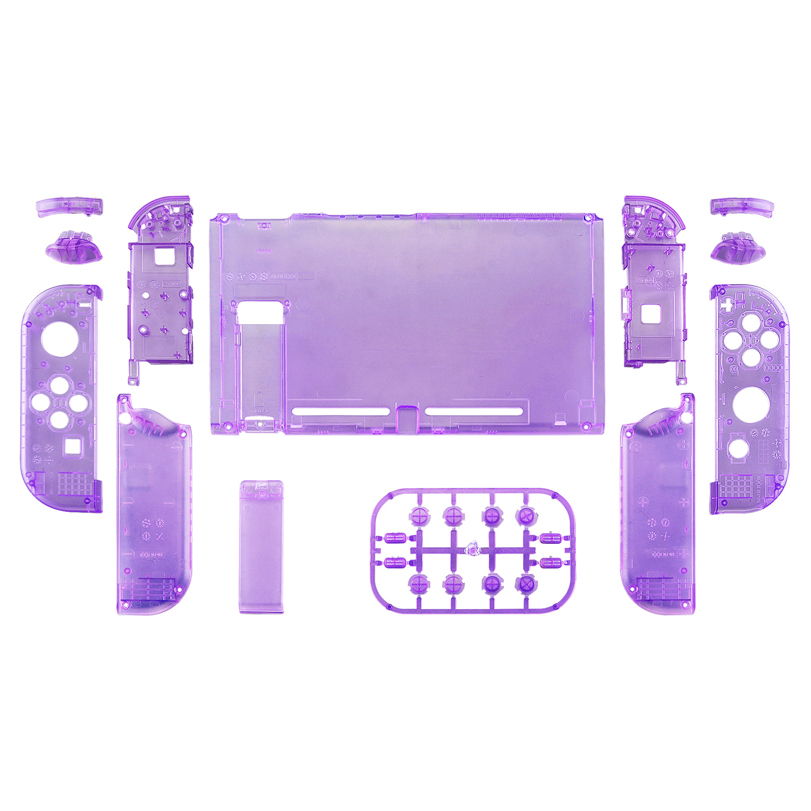 Clear Purple Console Back Plate Controller Housing Shell Set for Nintendo Switch