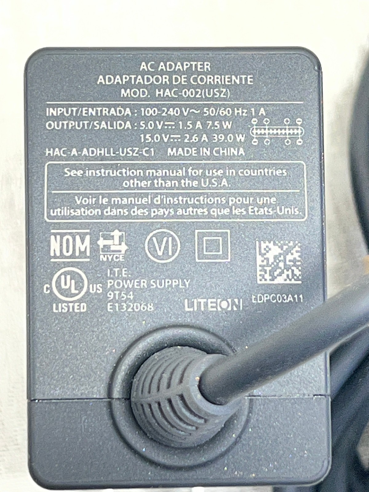 Original Nintendo Switch AC Adapter Power wall Charger wall HAC-002