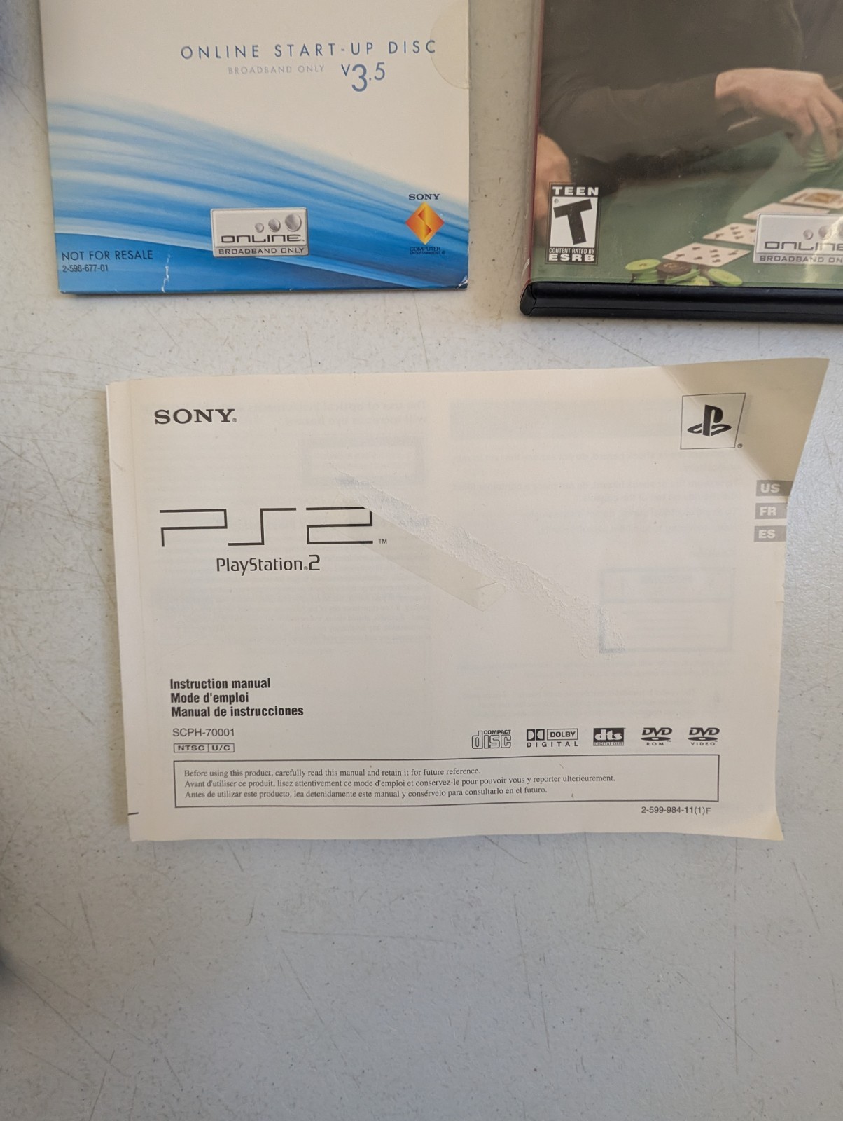 Sony PlayStation 2 PS2 Slim SCPH-70001 Console OEM Bundle Tested Works