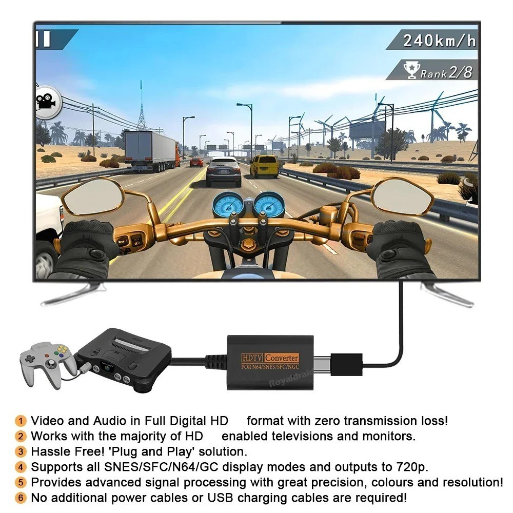 N64 To HDMI Converter Adapter HD Link Cable For Nintendo Gamecube Super SNES USA