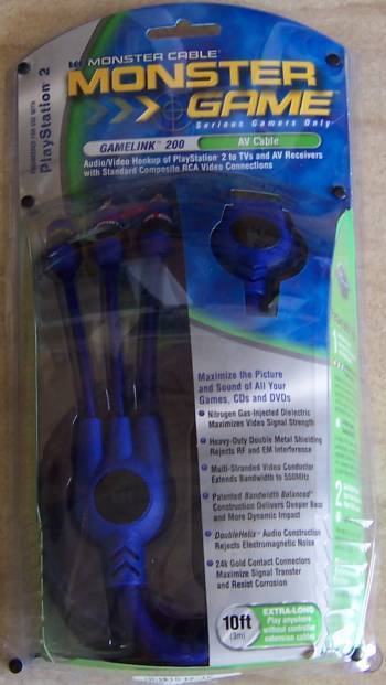 NEW 10 FT Monster Game Gamelink 200 AV AUDIO VIDEO Hookup for PlayStation 2 PS2