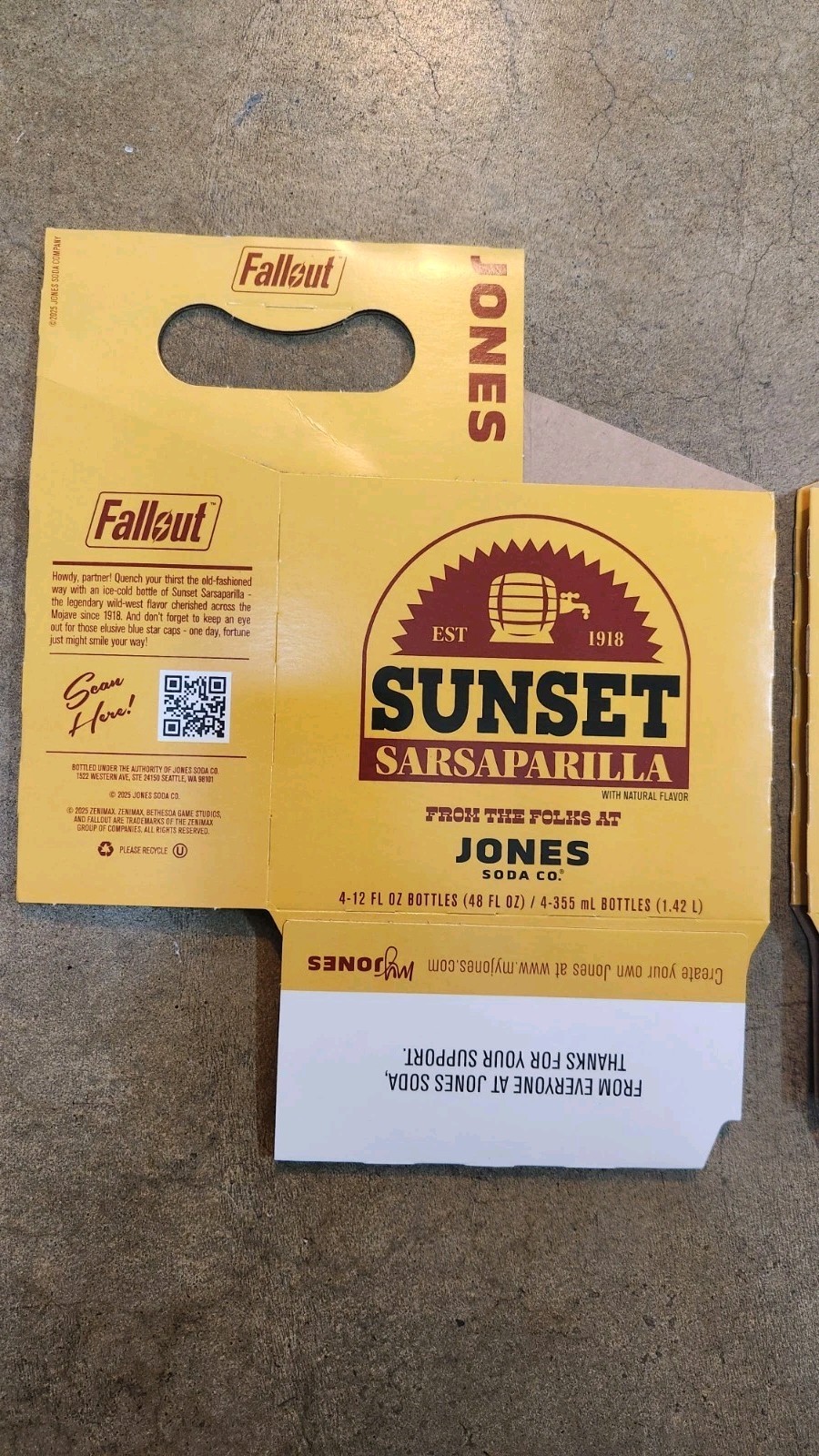 Jones Soda Sunset Sarsaparilla Bottle Carrier Fallout (SINGLE UNIT; NOT 2)