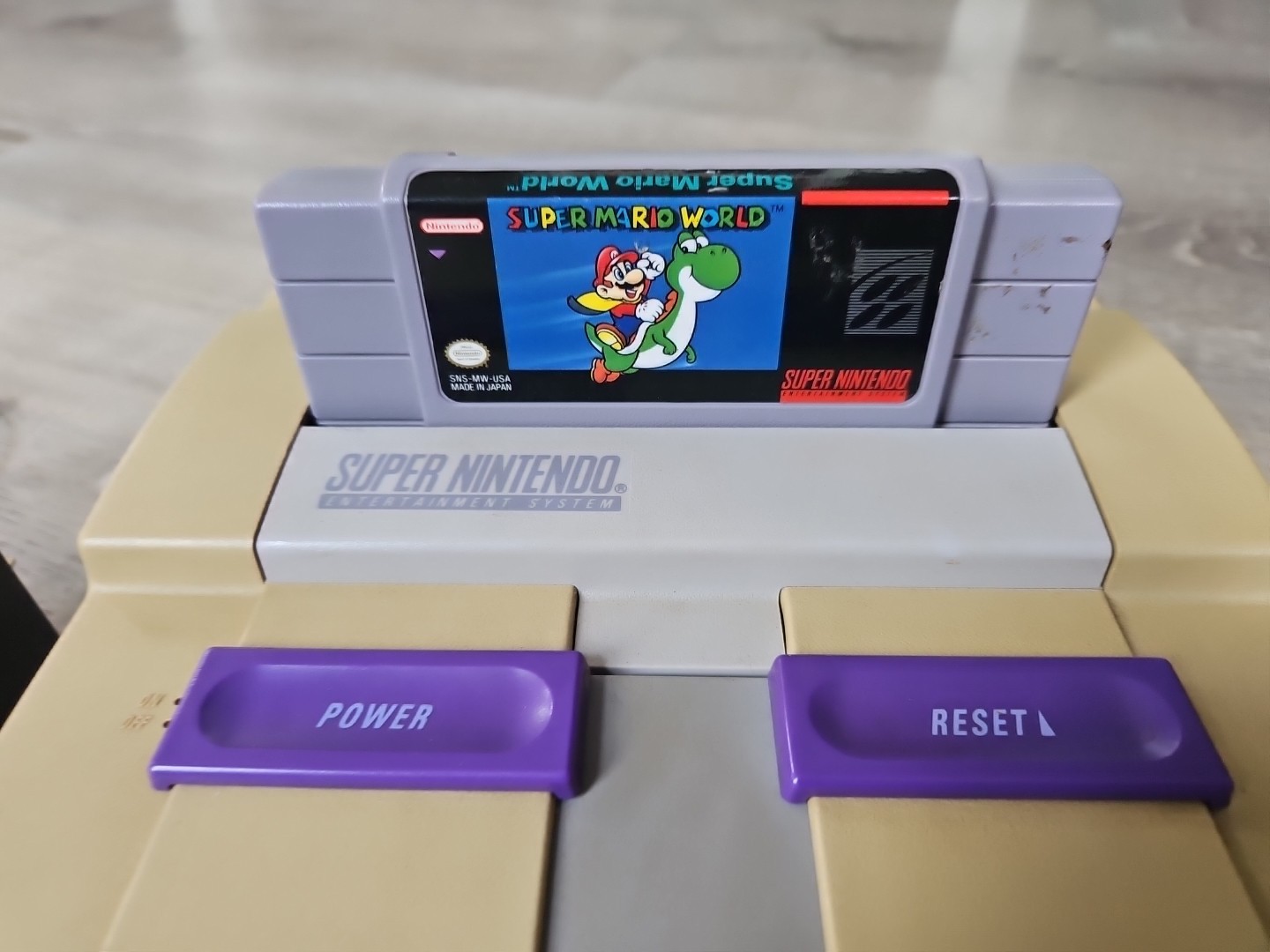 SNES Original Console Power / Av Cables 2 Controllers + Super Mario World