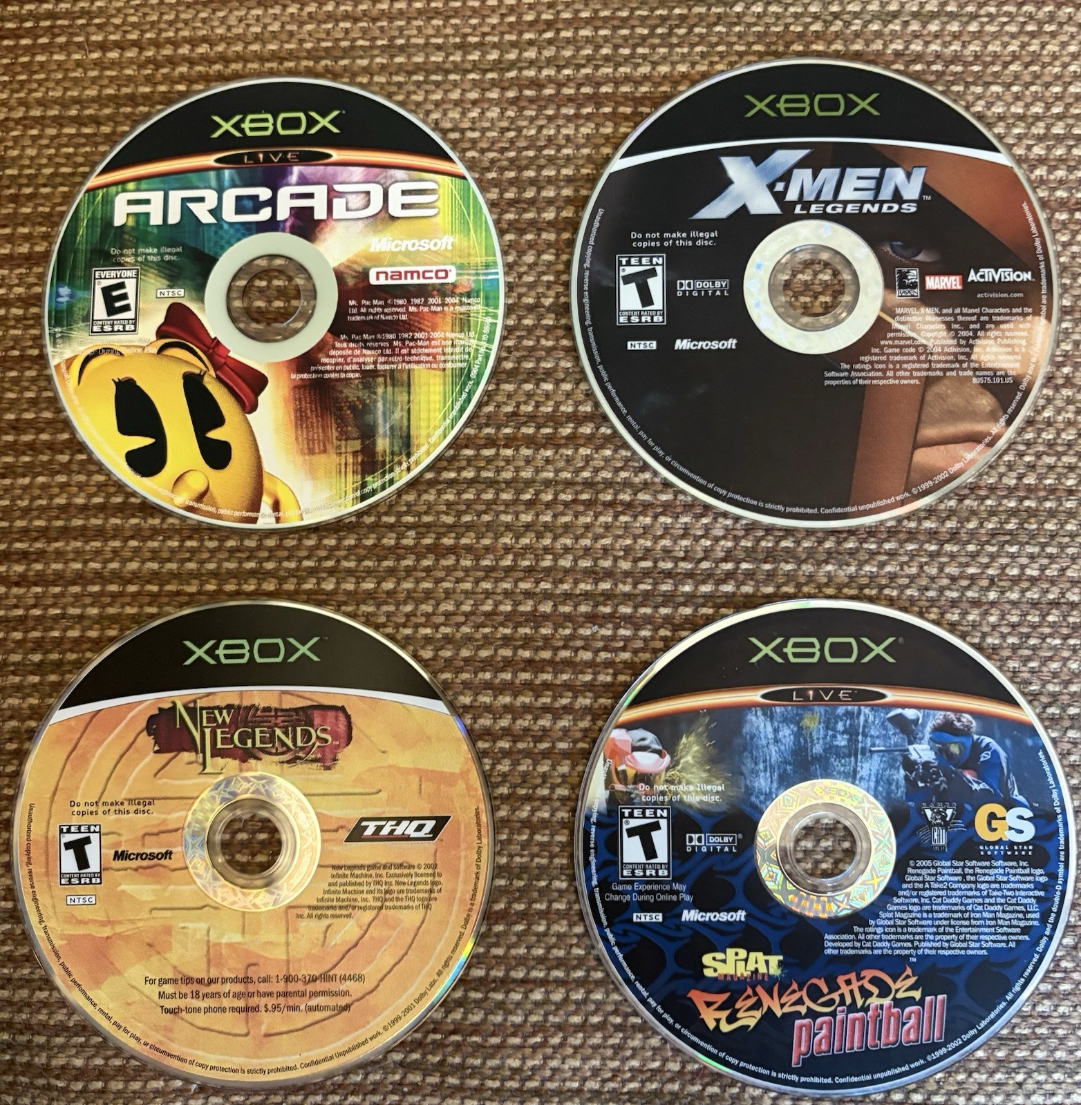 XBOX GAMES (X-Men Legends, New Legends, ARCADE, Paintball)- Tested