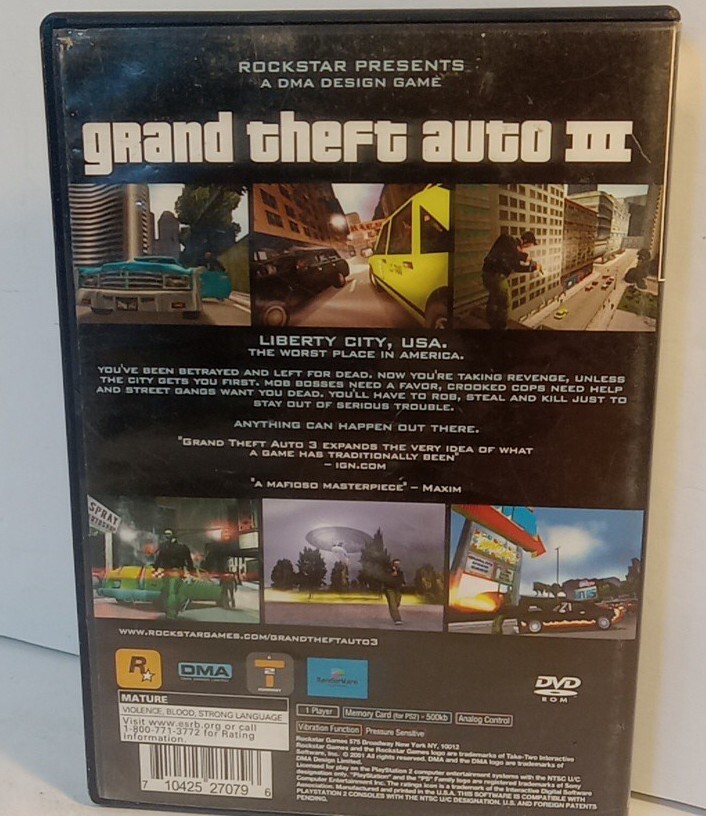 2001 PlayStation 2 Grand Theft Auto III (Sony, Rock Star) Complete, Tested