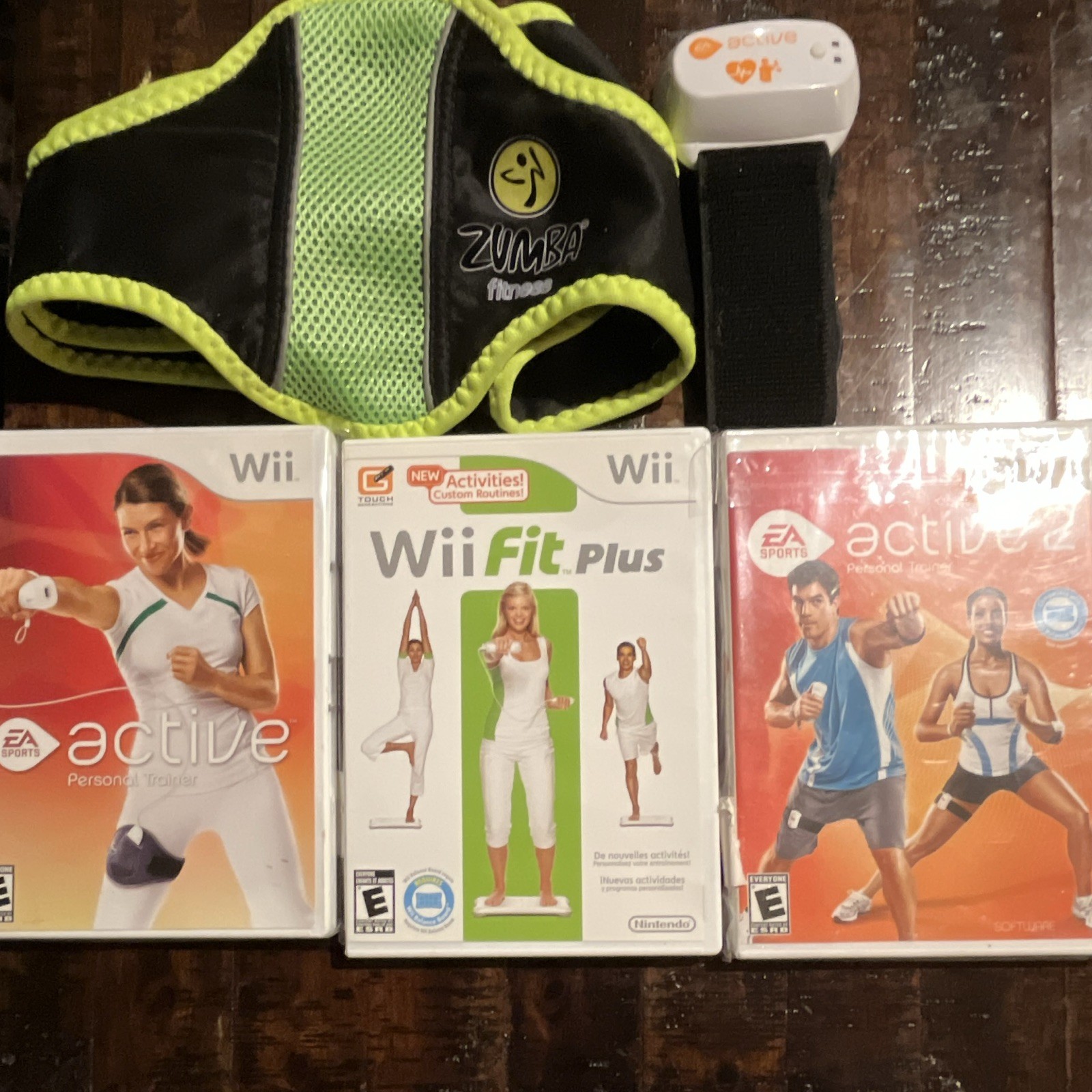 Nintendo Wii Fitness Bundle Wii Fit Plus EA Sports Active 2 Zumba Belt Sensor