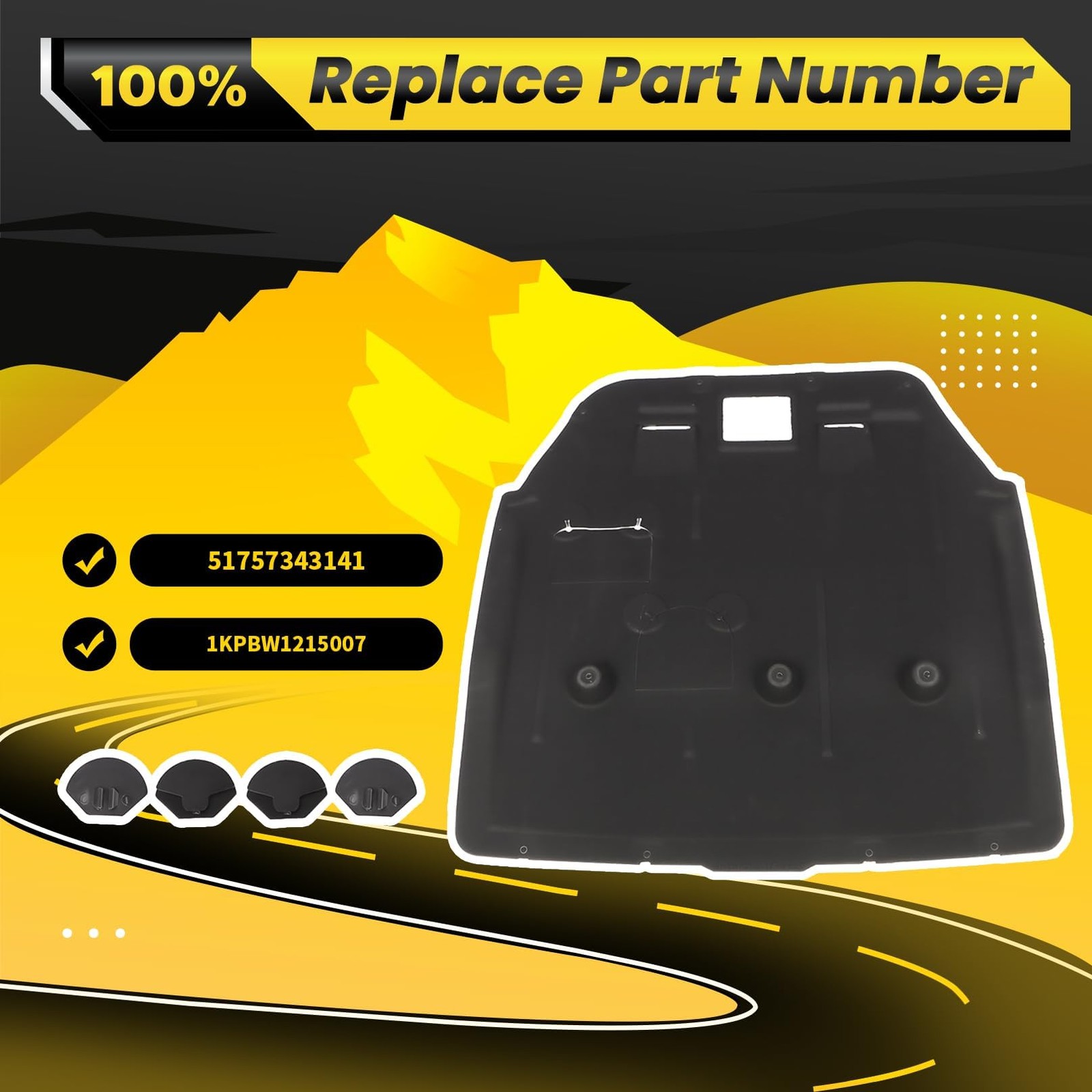 Front Engine Splash Shield Compatible with 2014-2020 Cooper F55 F56 Black Eng…