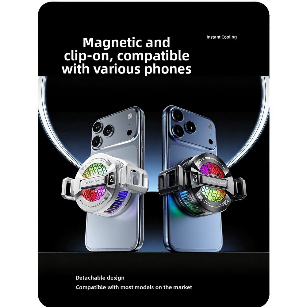 Magnetic Phone Cooler 60g Portable with Smart Temp Adjustment and RGB Effects