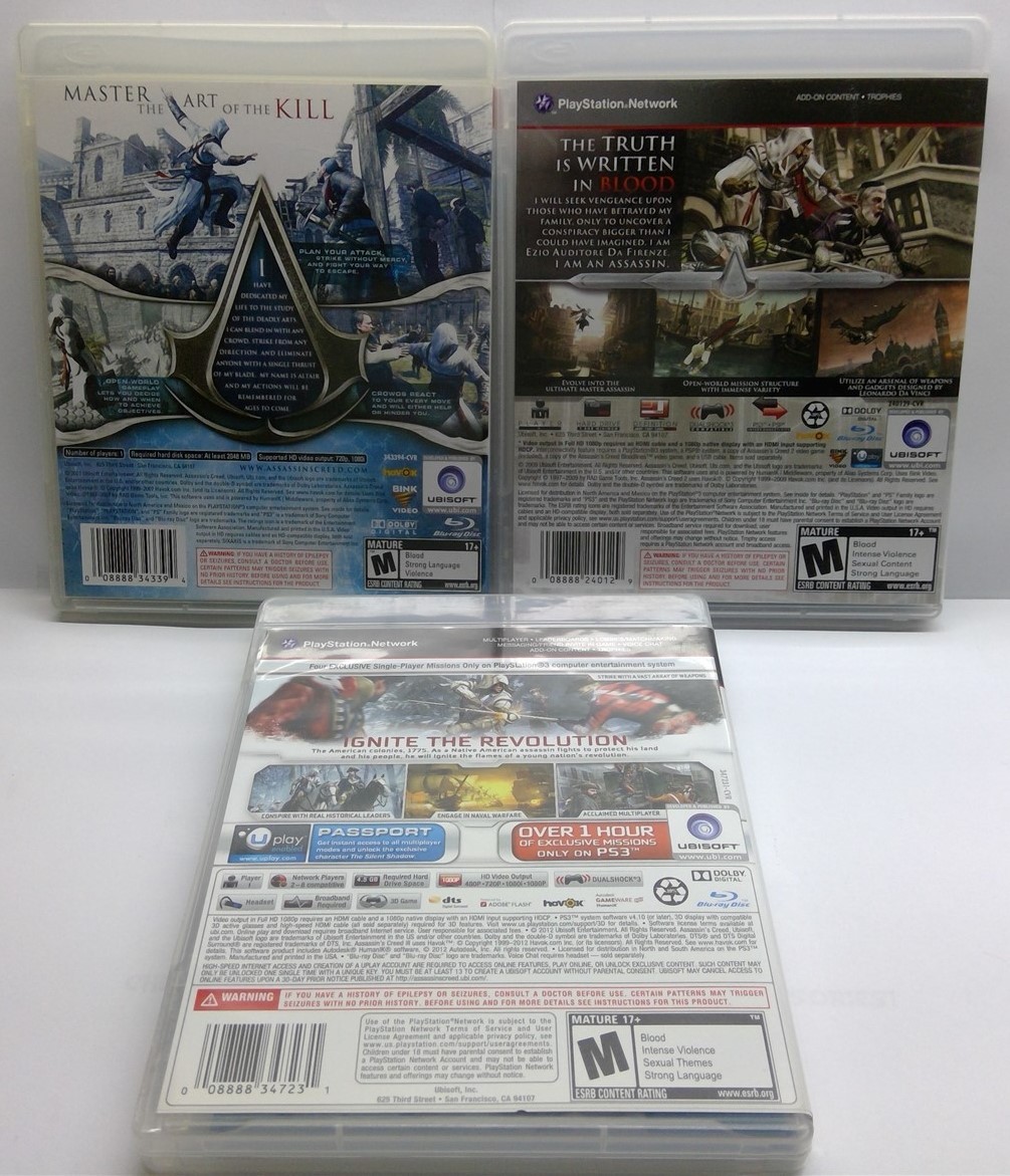 Assassin’s Creed Trilogy Collection 1 + 2 + 3 Bundle (PlayStation 3 2007) Tested