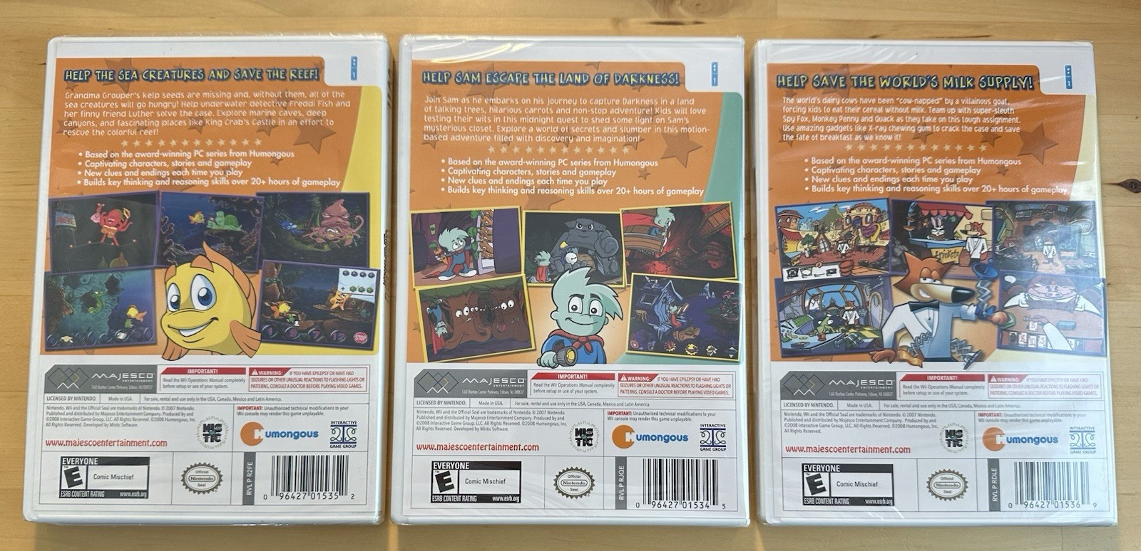 Freddi Fish, Pajama Sam, Spy Fox – Brand New – Rare Majesco Wii Kids Games Lot
