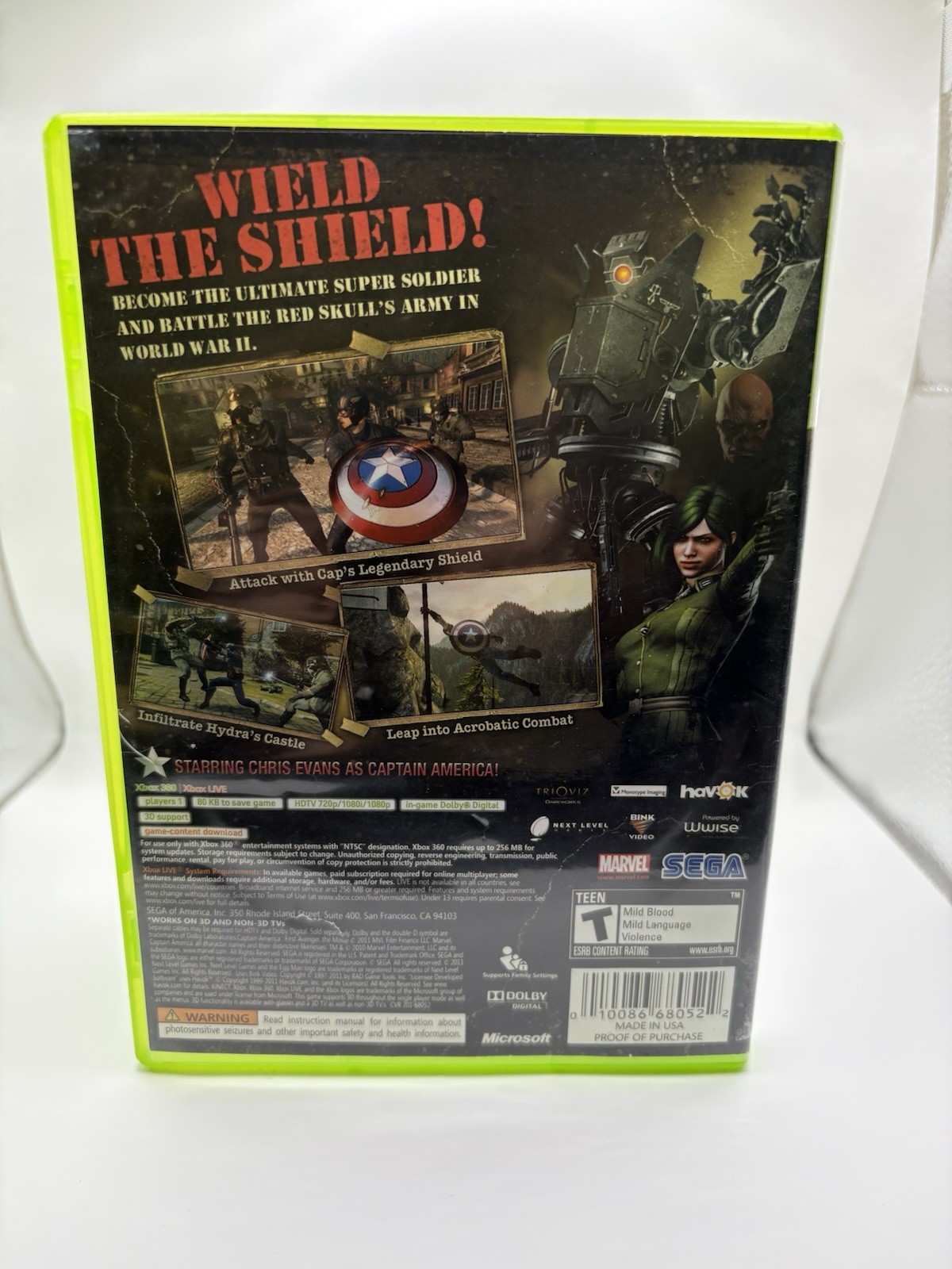 Captain America: Super Soldier (Microsoft Xbox 360, 2011) – No Manual – Tested