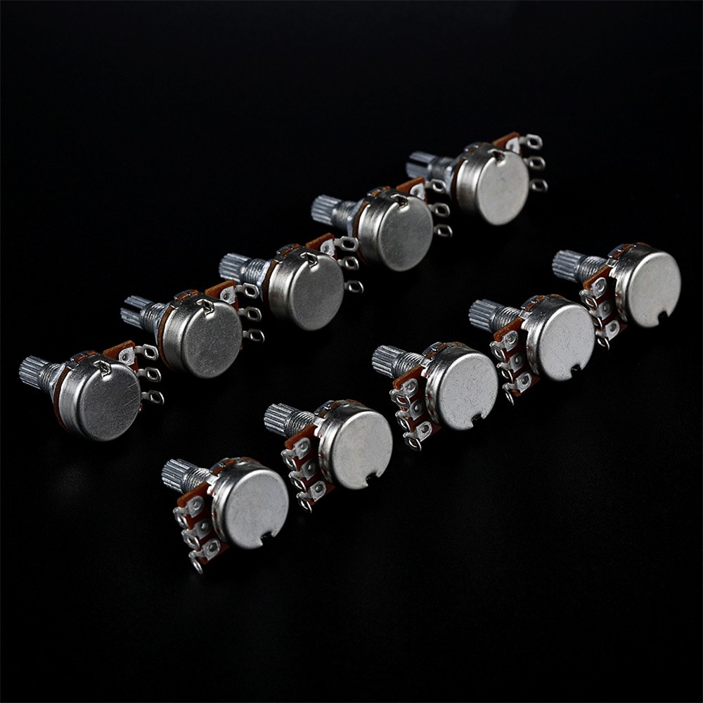 10Pcs Potentiometers 500K Ohm Guitar Bass Pots Split Shaft Rotary Audio Taper