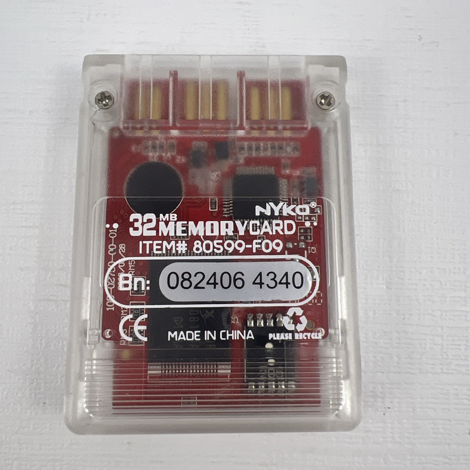Nyko 32MB Memory Card for Sony Playstation 2, Clear/ Red PS2 Item# 80599-F09