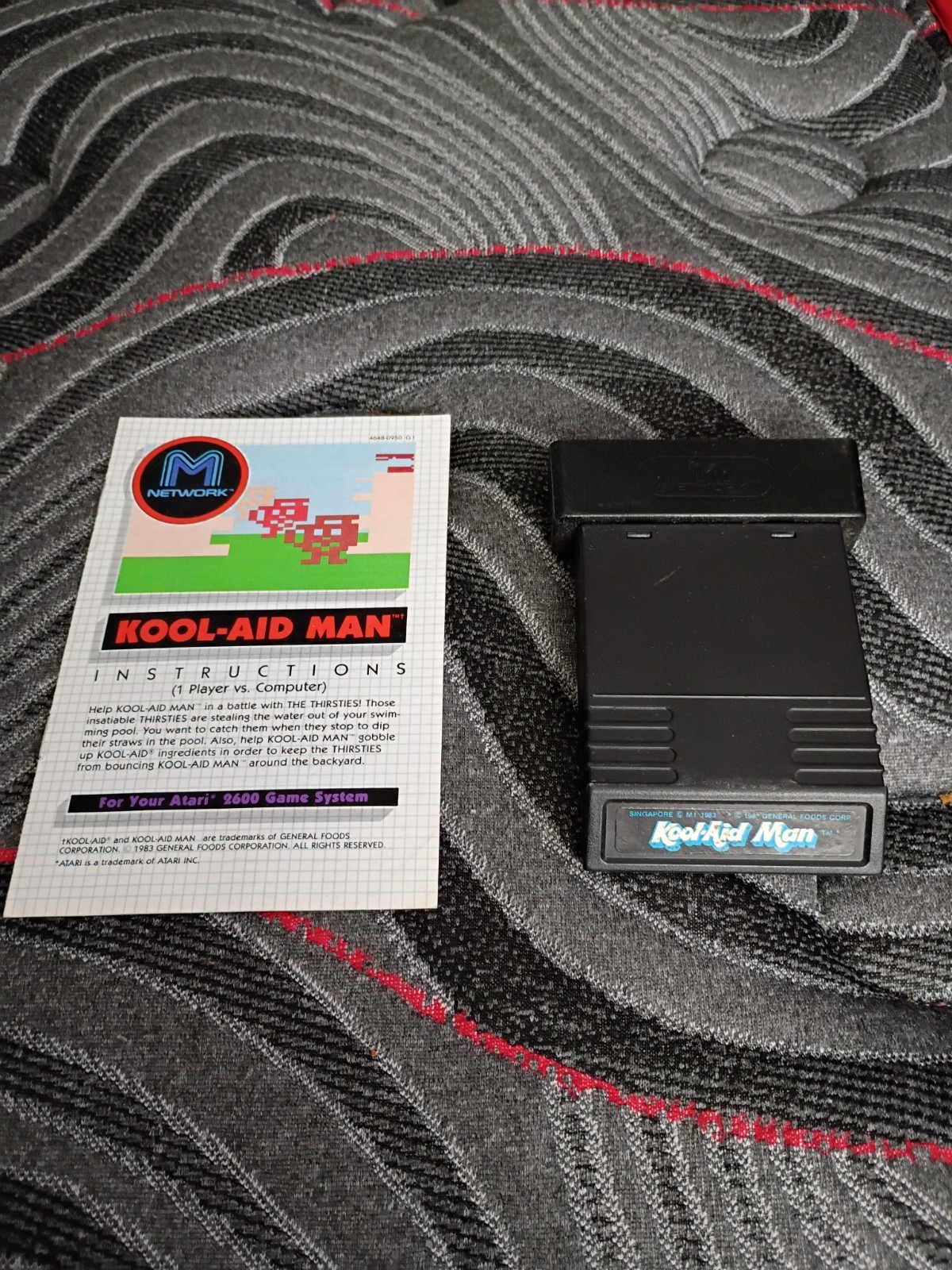 Kool-Aid Man Atari 2600 1983 Video Game Cartridge w/Manual Vintage