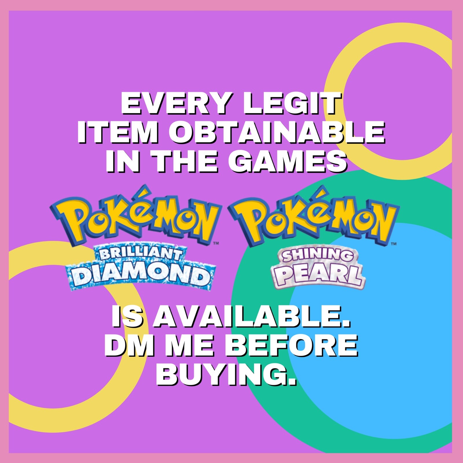 ANY ITEM for Pokémon Brilliant Diamond Shining Pearl BDSP Held Master Ball TMs