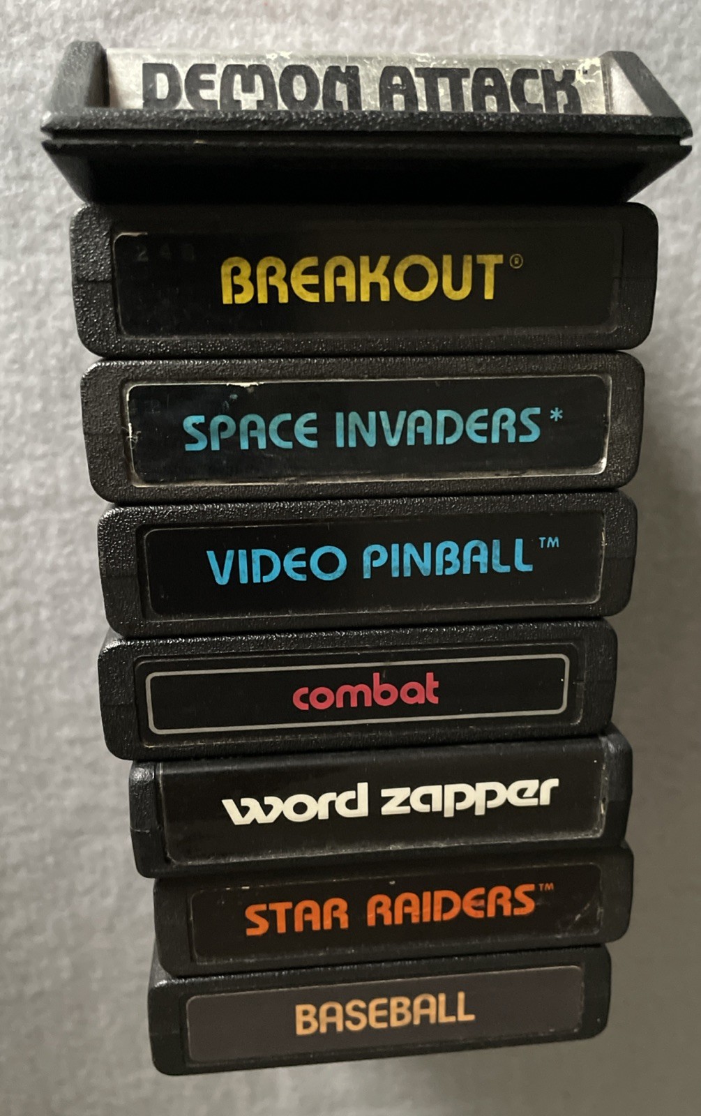 Lot Of 8 Atari Games – Word Zapper, Breakout, Demon Attack, Combat **Tested