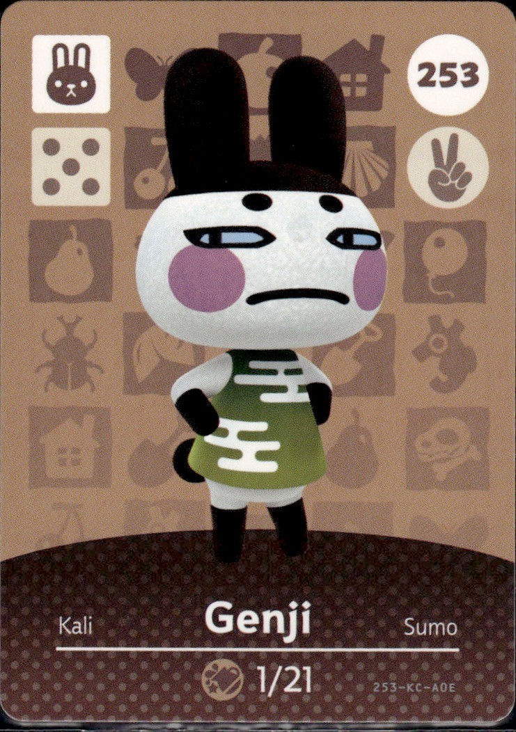 253 Genji Amiibo Card 253 Series 3 Animal Crossing Nintendo Switch NA Region