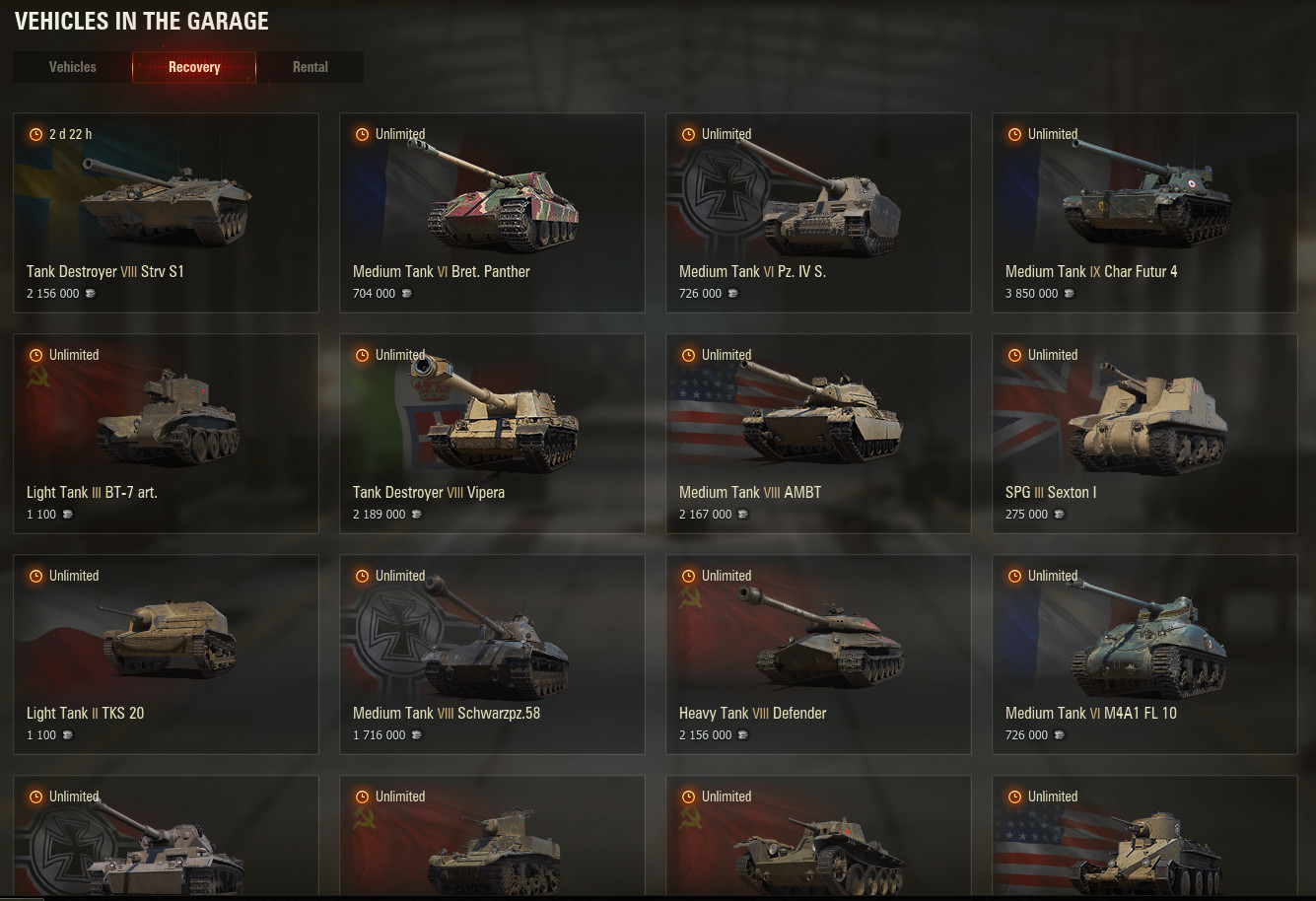 World of Tanks Account a lot of premiums Tier X